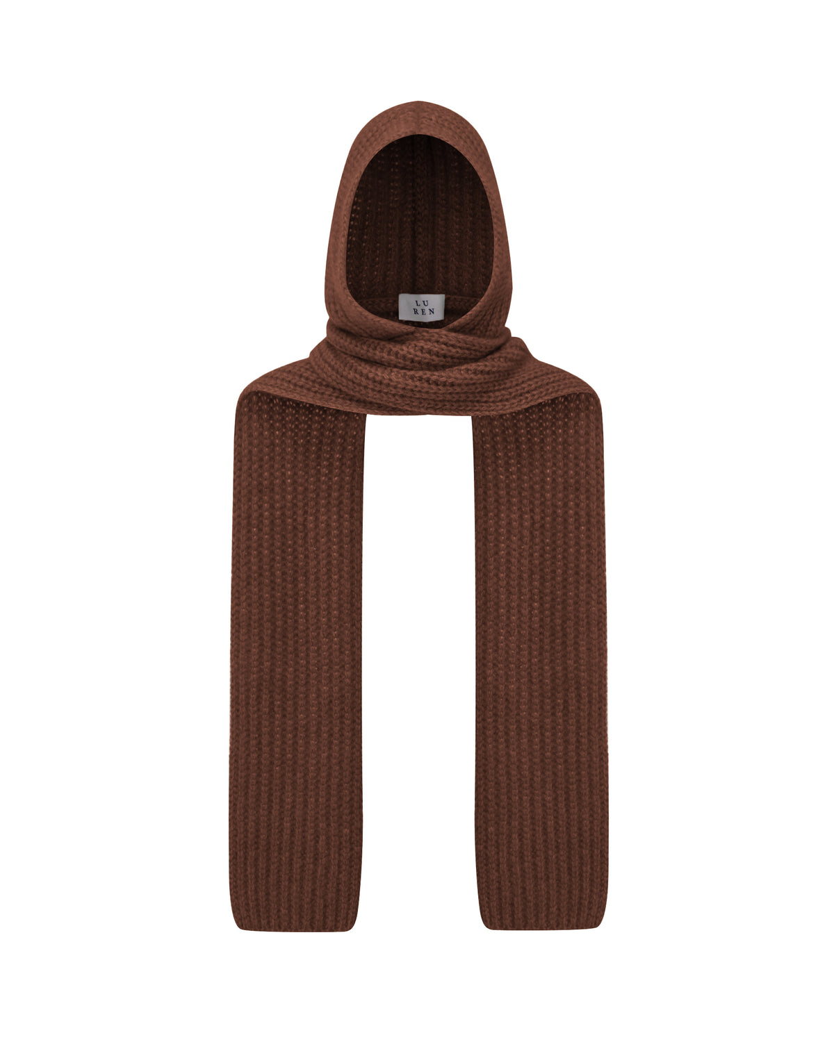 Damen Schal mit integrierter Mütze aus 75 % Kaschmir und 25 % Seide in Maple – vielseitiges Accessoire in grober Halbpatent-Strickstruktur. Das Modell vereint Mütze und Schal in einem und bietet durch die weiche Kaschmir-Seiden-Qualität angenehme Wärme sowie einen modernen, funktionalen Look.