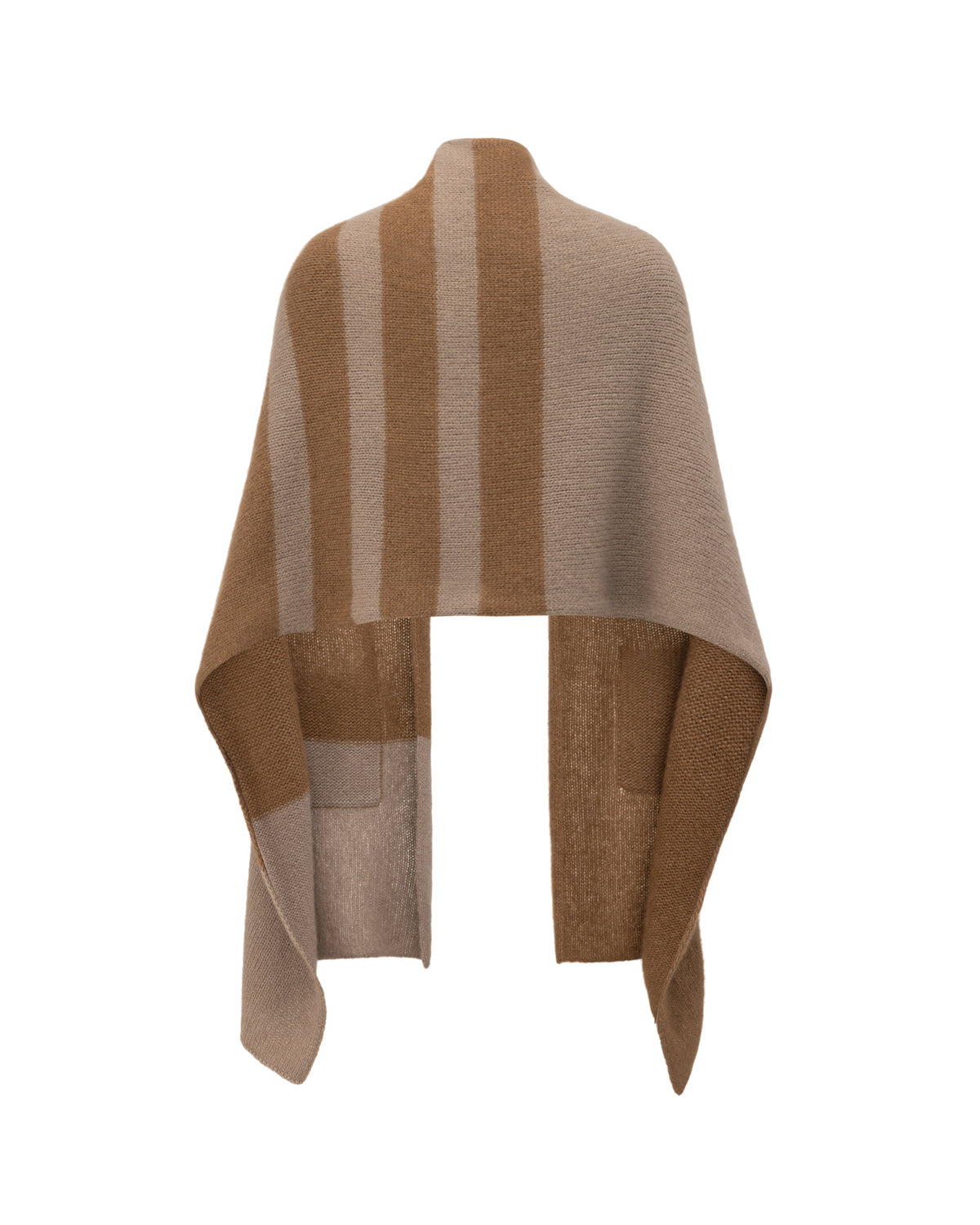 Damen Poncho aus 75 % Kaschmir und 25 % Seide in Cocoa Twine – Zweifarbiger Poncho mit Taschen an der Vorderseite.