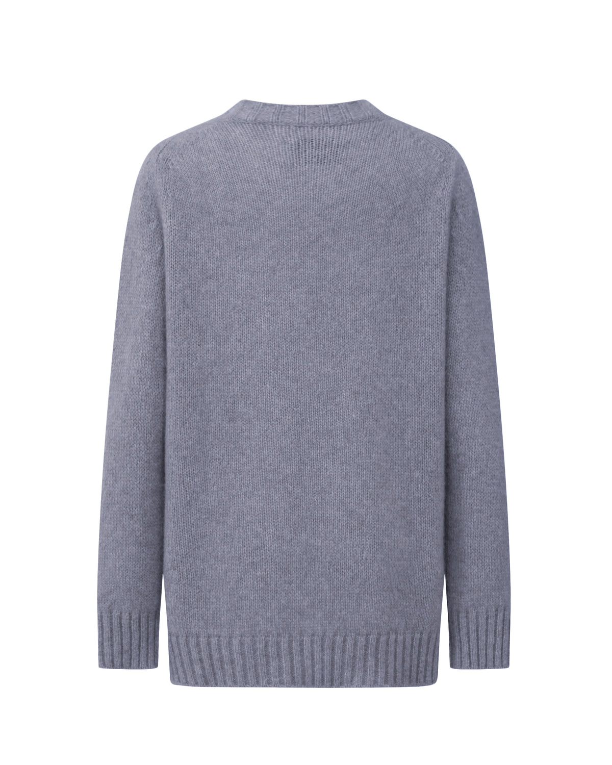 Damen Pullover aus 75 % Kaschmir und 25 % Seide in Blue Mirage – glatt gestrickter Pullover in mittelschwerer Qualität mit lockerer Passform, Rundhalsausschnitt mit Kragen in Rippstruktur, Sattelschulter sowie langen Ärmeln. Ärmelbündchen, Saum und Seiten sind in Rippstruktur gearbeitet. Das verlängerte Rückenteil und die Schlitze an den Seitennähten verleihen dem Modell eine moderne, lässige Silhouette