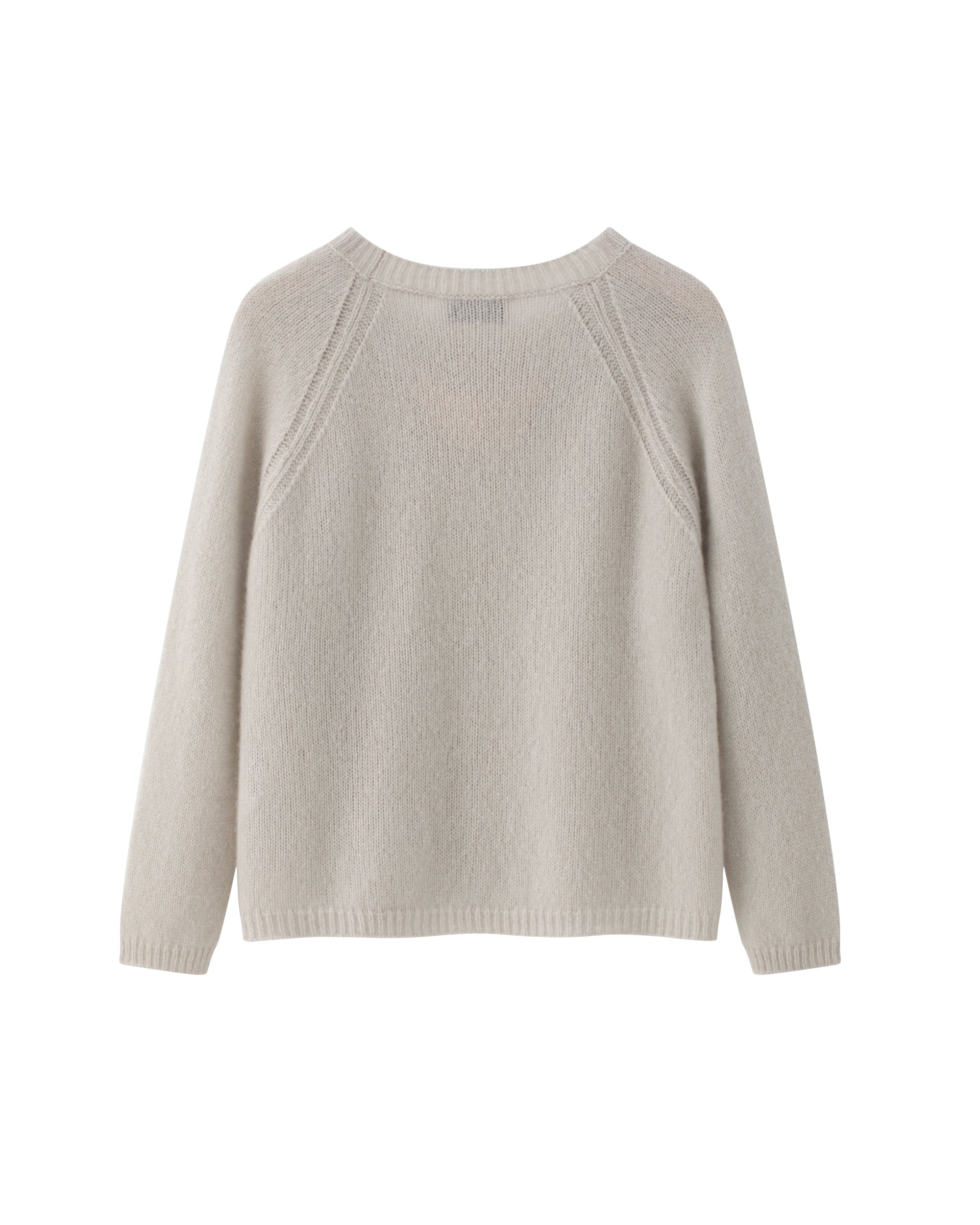 Damen Pullover in Royal Silver (grau) aus Kaschmir-Seide – leicht gestrickter Rundhalspullover mit relaxter Passform und langen, schmalen Ärmeln