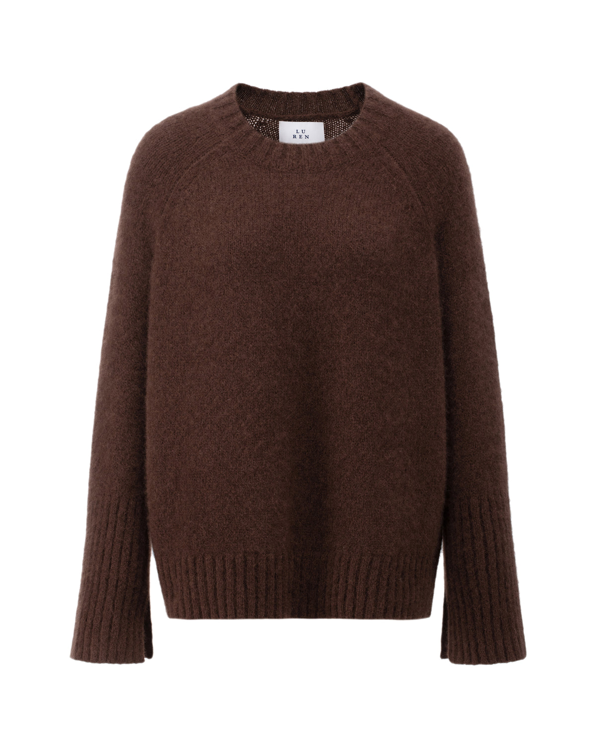 Damen Pullover aus 75 % Kaschmir und 25 % Seide in Espresso – glatt gestrickter Pullover in mittelschwerer Qualität mit kastiger, lockerer Passform, Rundhalsausschnitt mit Kragen in Rippstruktur, Raglanärmeln sowie langen, geraden Ärmeln mit Schlitz am Bündchen. Ärmelbündchen und Saum sind in Rippstruktur gearbeitet und verleihen dem Modell einen modernen, entspannten Look.