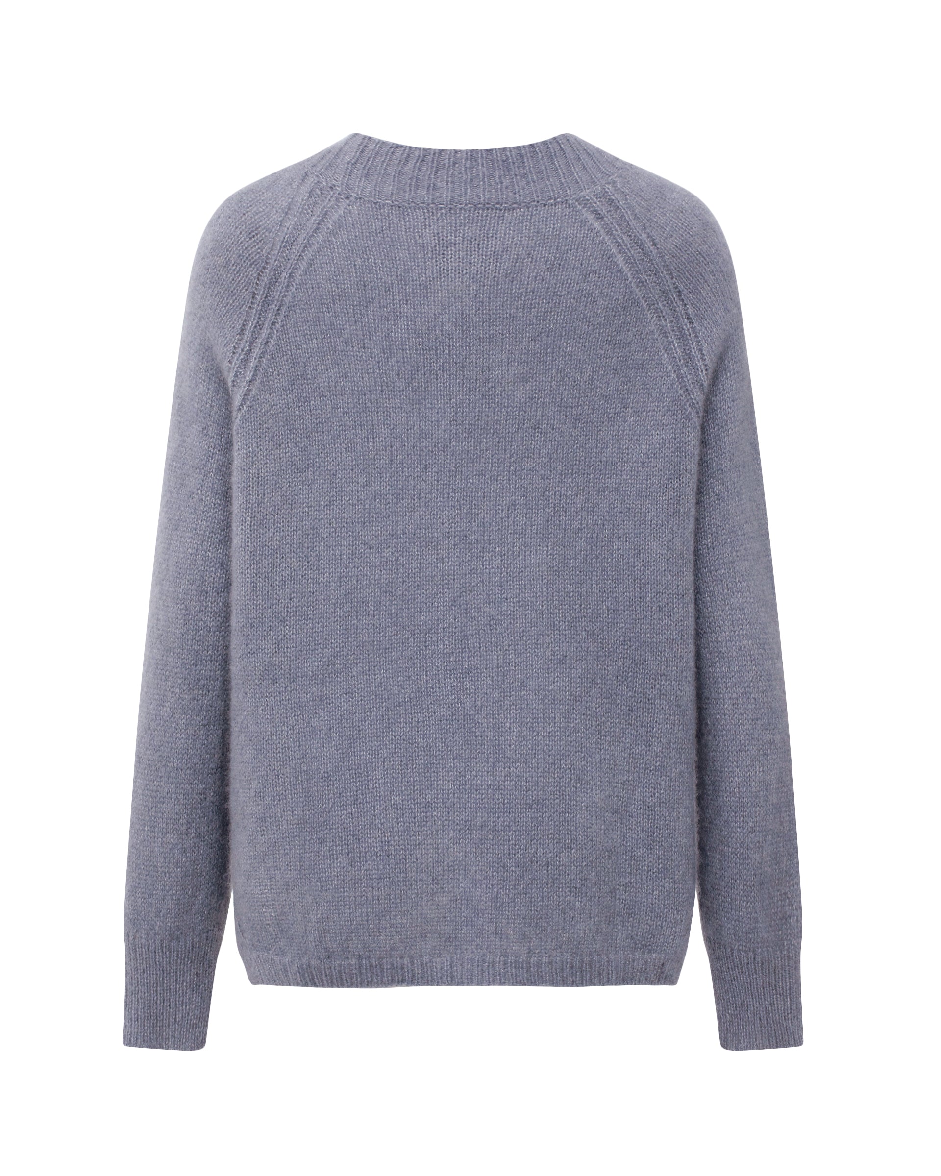 Damen Pullover aus 75 % Kaschmir und 25 % Seide in Blue Mirage – glatt und locker gestrickter Pullover in mittelschwerer Qualität mit locker fallender Passform, Rundhalsausschnitt mit breitem Kragen in Rippstruktur, Raglanärmeln sowie langen, relaxten Ärmeln. Saum und Ärmelbündchen sind in Rippstruktur gearbeitet. Schlitze an den Seiten verleihen dem Modell eine moderne, lässige Silhouette.