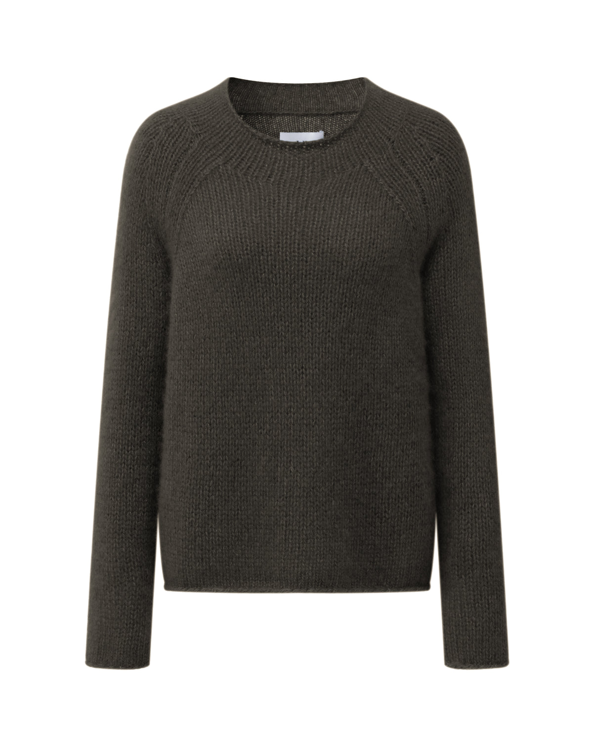 Damen Pullover aus 75 % Kaschmir und 25 % Seide in Black Forest – glatt gestrickter Pullover in grober Strickqualität mit lockerer Passform und geradem Schnitt, Rundhalsausschnitt, Raglanärmeln sowie langen, relaxten Ärmeln. Das zeitlose Design überzeugt durch seine klare Silhouette und den angenehm weichen Griff.