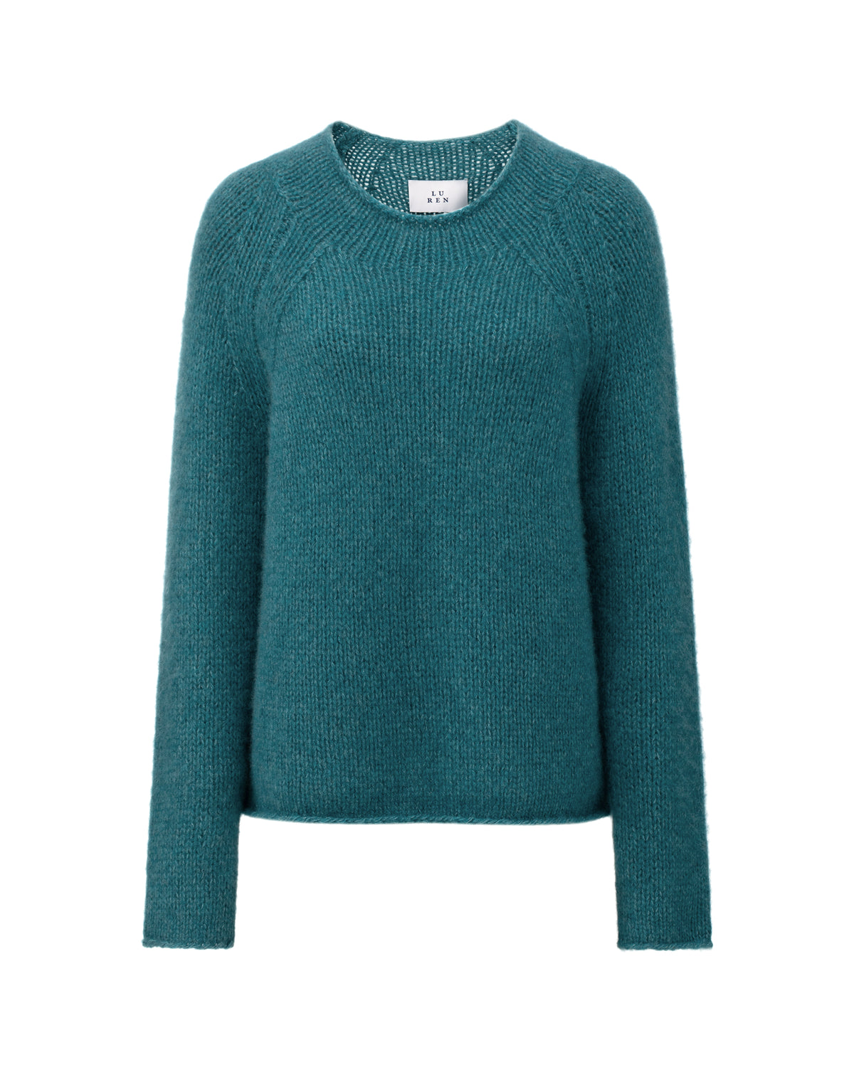 Damen Pullover aus 75 % Kaschmir und 25 % Seide in Dark Lake – glatt gestrickter Pullover in grober Strickqualität mit lockerer Passform und geradem Schnitt, Rundhalsausschnitt, Raglanärmeln sowie langen, relaxten Ärmeln. Das zeitlose Design überzeugt durch seine klare Silhouette und den angenehm weichen Griff.