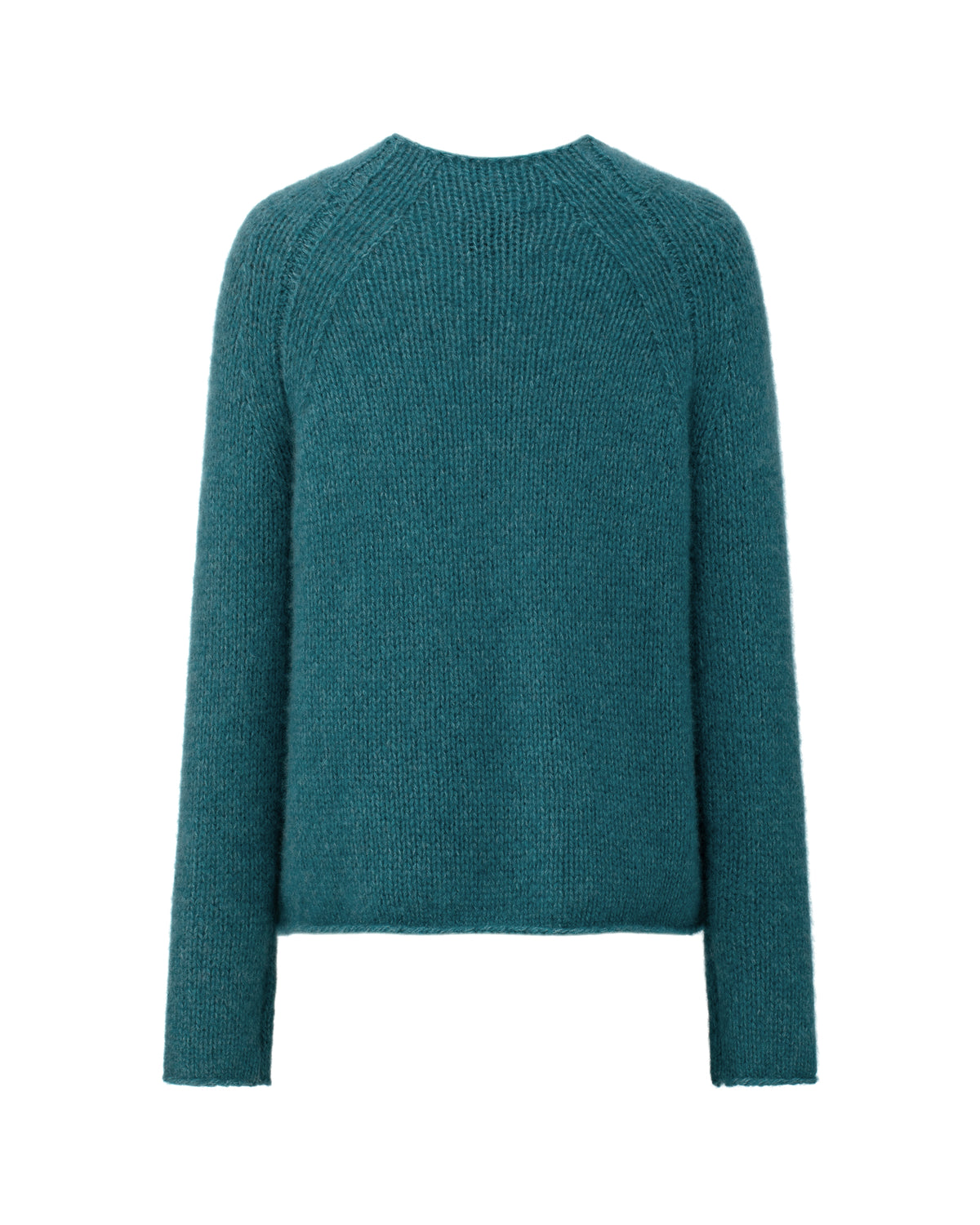 Damen Pullover aus 75 % Kaschmir und 25 % Seide in Dark Lake – glatt gestrickter Pullover in grober Strickqualität mit lockerer Passform und geradem Schnitt, Rundhalsausschnitt, Raglanärmeln sowie langen, relaxten Ärmeln. Das zeitlose Design überzeugt durch seine klare Silhouette und den angenehm weichen Griff.