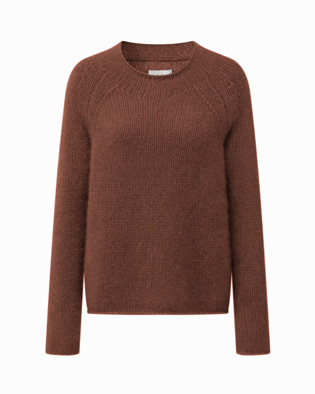 Damen Pullover aus 75 % Kaschmir und 25 % Seide in Maple – glatt gestrickter Pullover in grober Strickqualität mit lockerer Passform und geradem Schnitt, Rundhalsausschnitt, Raglanärmeln sowie langen, relaxten Ärmeln. Das zeitlose Design überzeugt durch seine klare Silhouette und den angenehm weichen Griff.