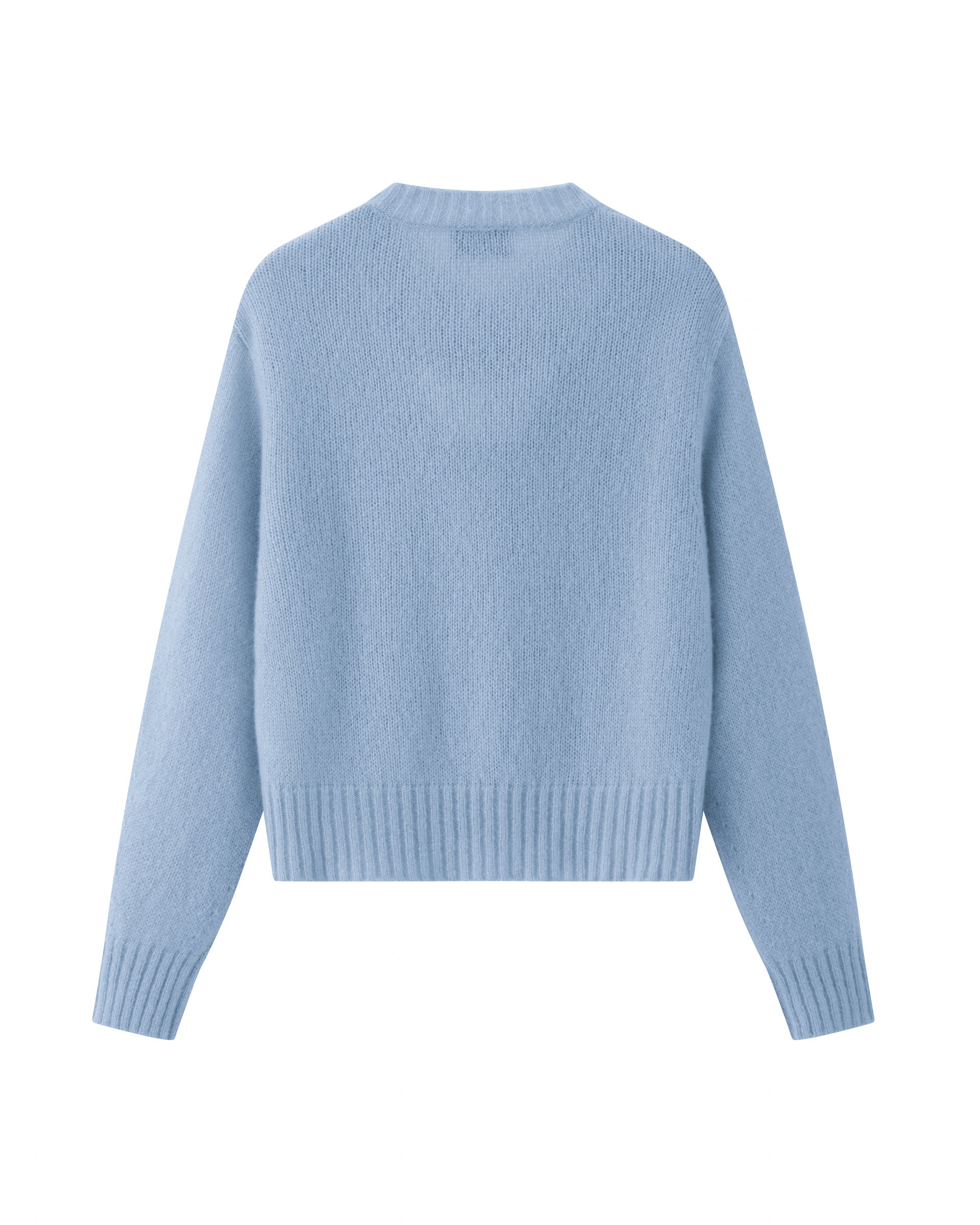 Damen Cardigan in Sky Blue (hellblau) aus Kaschmir-Seide – mittelschwerer, glatt gestrickter Cardigan mit Knopfleiste und relaxter Passform