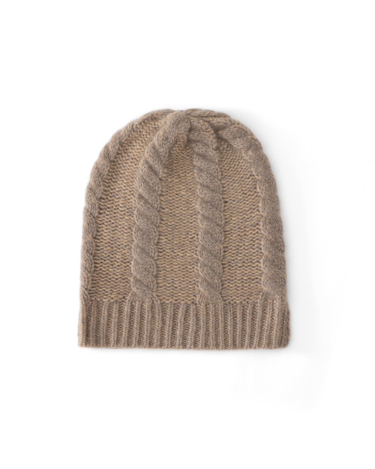 Damen Mütze aus 75 % Kaschmir und 25 % Seide in Twine Sand – Mütze aus Mouliné-Garn mit Zopfmuster und links gestrickter Struktur in grober Strickqualität. Der Umschlag in Rippstruktur verleiht dem Modell einen klassischen Look und sorgt für einen angenehmen Sitz.