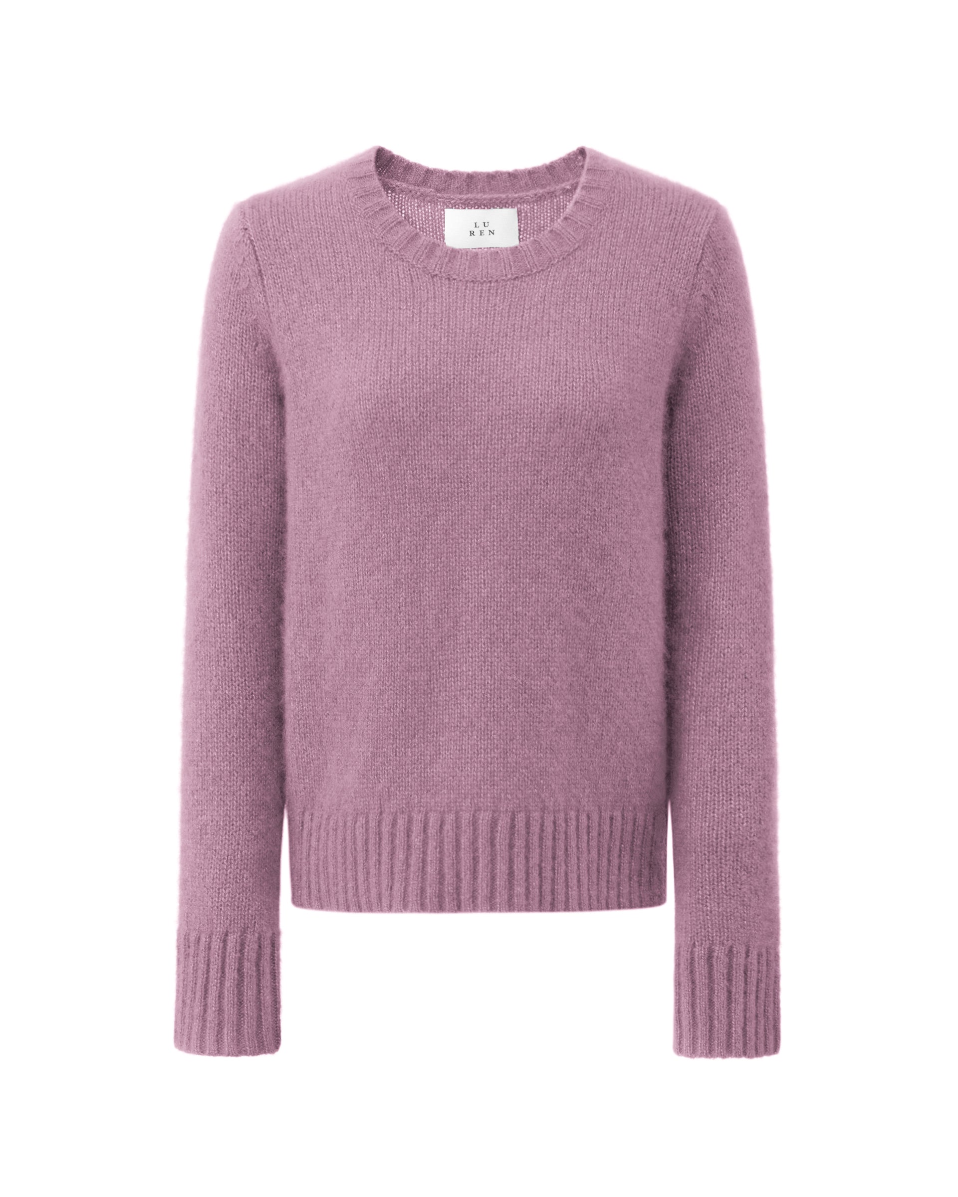 Damen Pullover aus 75 % Kaschmir und 25 % Seide in Lilac Mist – glatt gestrickter Pullover in mittelschwerer Qualität mit relaxter Passform, Rundhalsausschnitt mit Kragen in Rippstruktur, klassischer Schulterform sowie langen, schmalen Ärmeln. Ärmelbündchen und Saum sind in Rippstruktur gearbeitet und verleihen dem Modell einen zeitlosen Look.