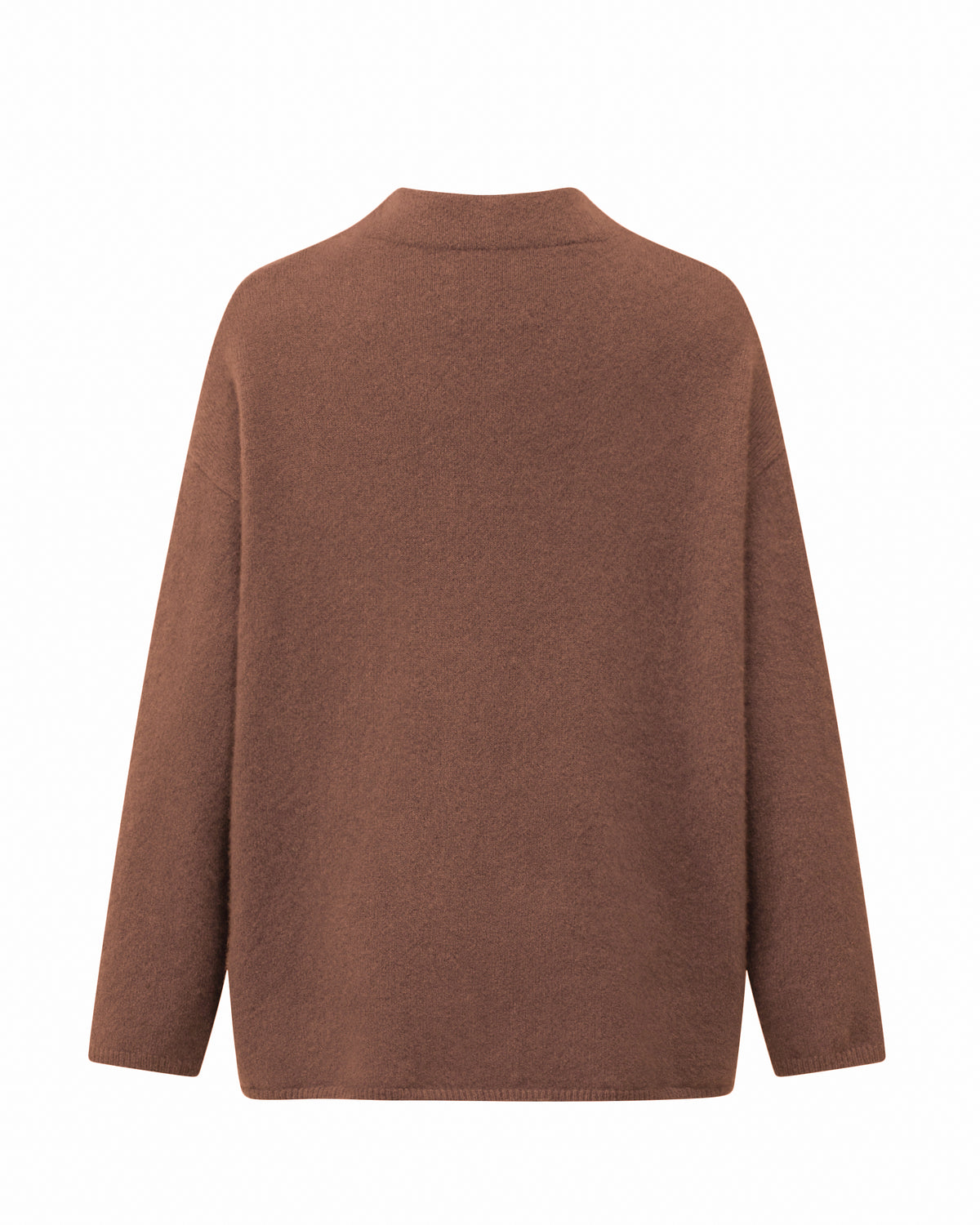Damen Pullover aus 80 % Kaschmir, 18 % Polyamid und 2 % Elastan in Maple – glatt gestrickter Pullover in mittelschwerer Qualität mit gefilzter, besonders elastischer Oberfläche und oversized Passform. Das Modell verfügt über einen Stehkragen, eine überschnittene Schulterform sowie lange, relaxte Ärmel und überzeugt durch seine moderne, komfortable Silhouette.
