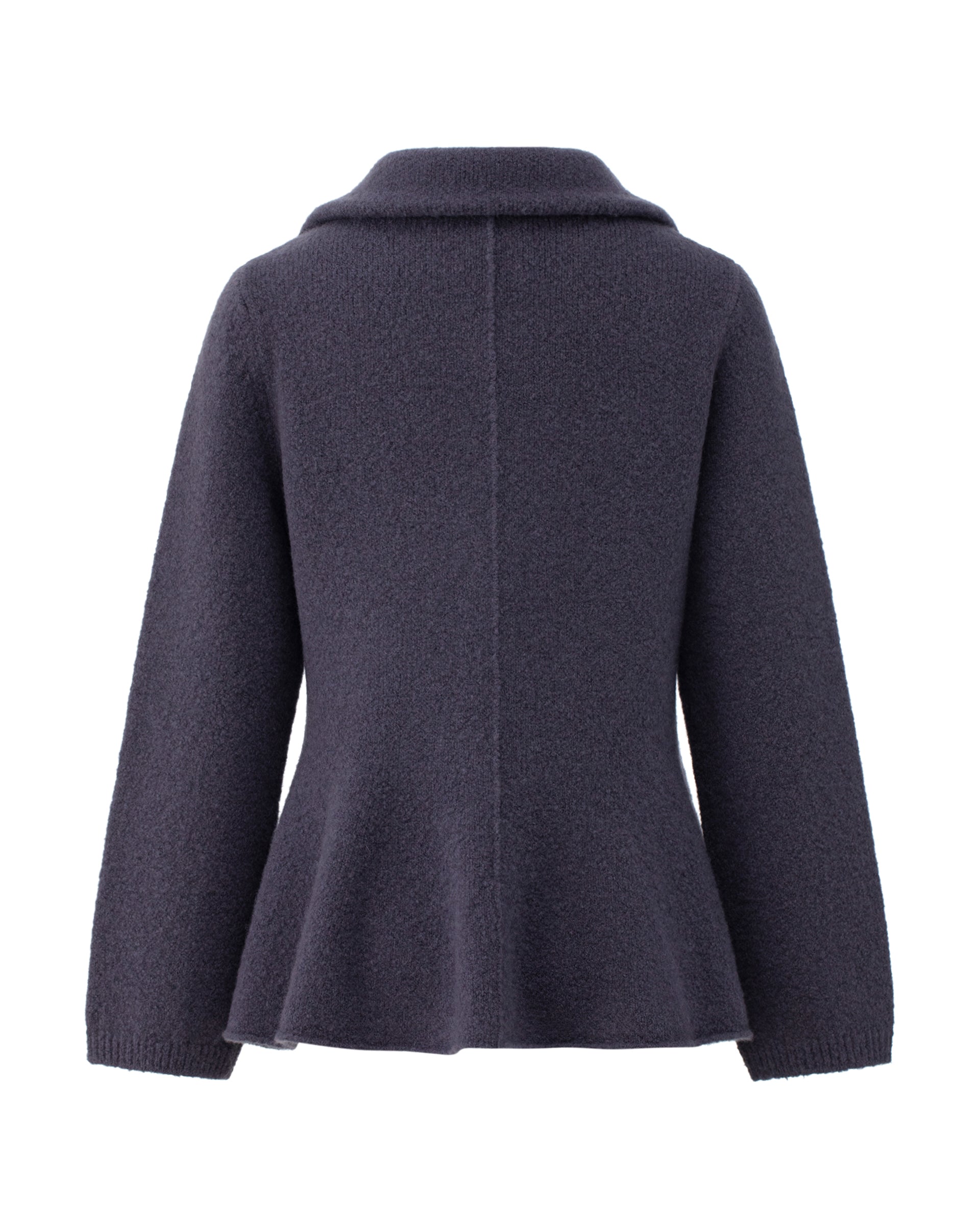 Damen Jacke aus 80 % Kaschmir, 18 % Polyamid und 2 % Elastan in Graphite Grey – glatt gestrickte Jacke in mittelschwerer Qualität mit gefilzter, besonders elastischer Oberfläche und relaxter Passform, die zum Saum hin leicht ausgestellt ist. Das Modell verfügt über einen Reverskragen, eine klassische Schulterform sowie lange, relaxte Ärmel. Druckknöpfe runden das zeitlose Design stilvoll ab.