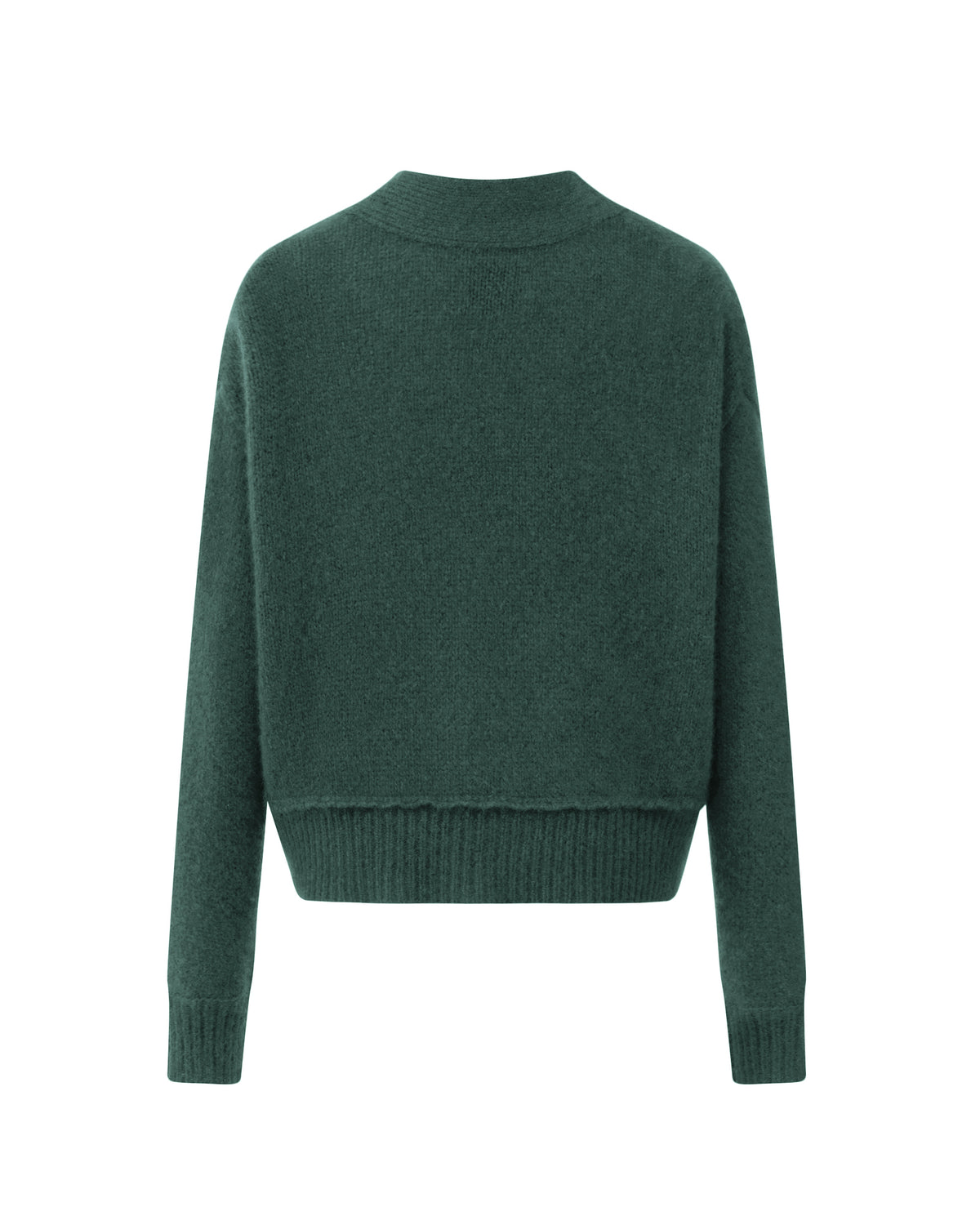 Damen Cardigan aus 75 % Kaschmir und 25 % Seide in Emerald – glatt gestrickter Cardigan in mittelschwerer Qualität mit kastiger Form in breiter, kurzer Silhouette. Das Modell verfügt über überschnittene Schultern, Hornknöpfe und lange, relaxte Ärmel. Saum und Ärmelbündchen sind in Rippstruktur gearbeitet und verleihen dem Cardigan einen modernen, lässigen Look.