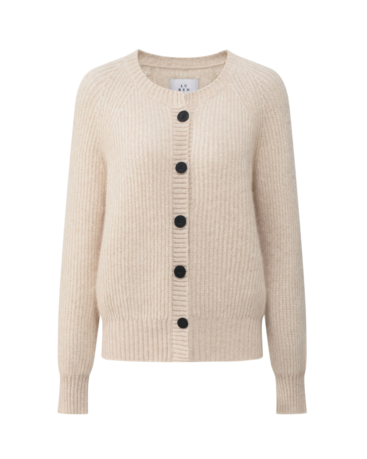 Damen Cardigan aus 75 % Kaschmir und 25 % Seide in Wheat – Cardigan im Patent-Strickmuster in mittelschwerer Qualität mit relaxter Passform, Rundhalsausschnitt mit Kragen in Rippstruktur, Raglanärmeln sowie langen, schmalen Ärmeln. Ärmelbündchen und Saum sind in Rippstruktur gearbeitet. Knöpfe aus waschbarem Leder verleihen dem Modell einen hochwertigen, stilvollen Akzent.