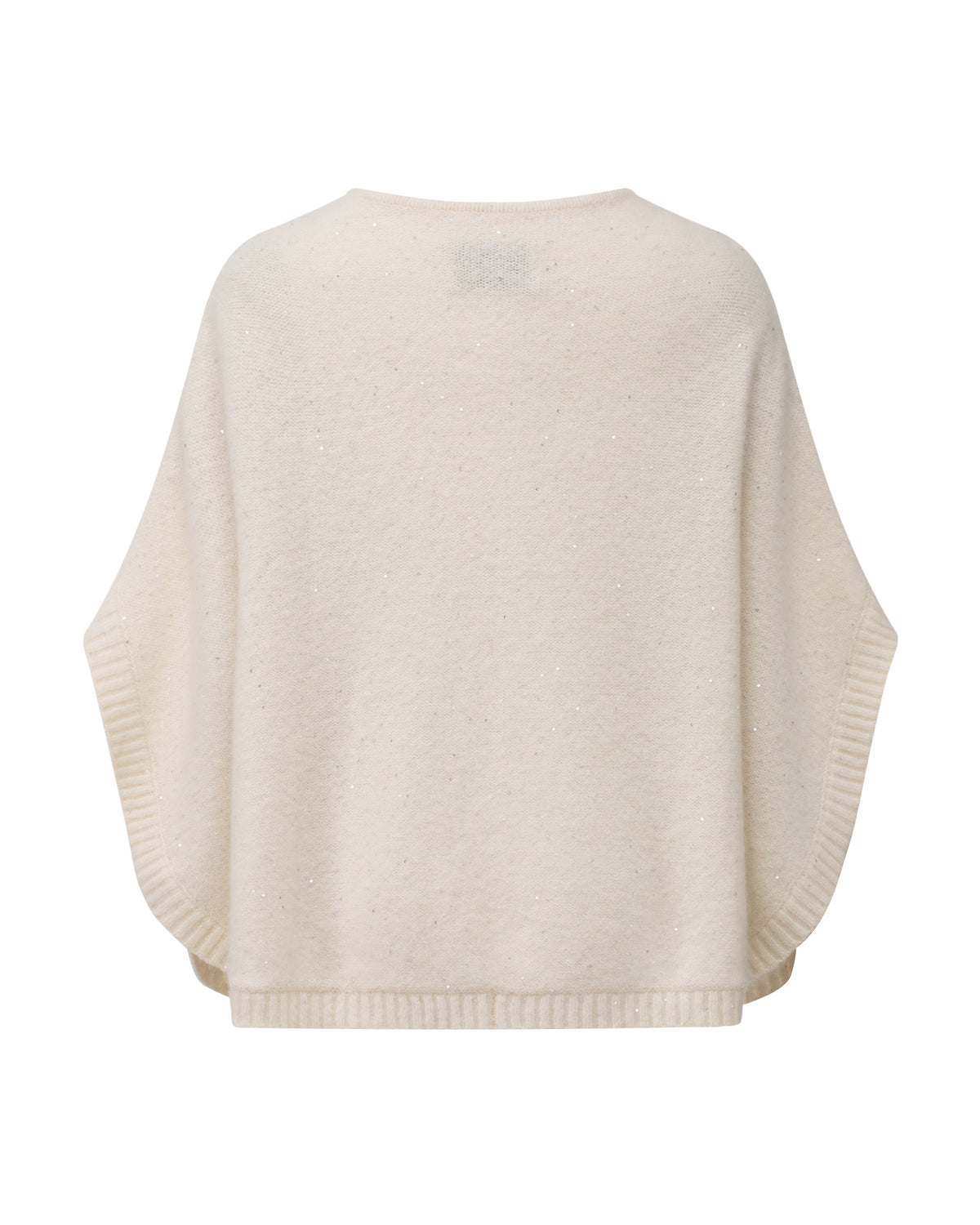 Damen Poncho aus 56% Kaschmir, 28% Baumwolle, 12% Polyamid, 2% Pailletten, 2% Elastan in Estelle – Poncho mit Rundhalsausschnitt und eingearbeiteten Pailletten.