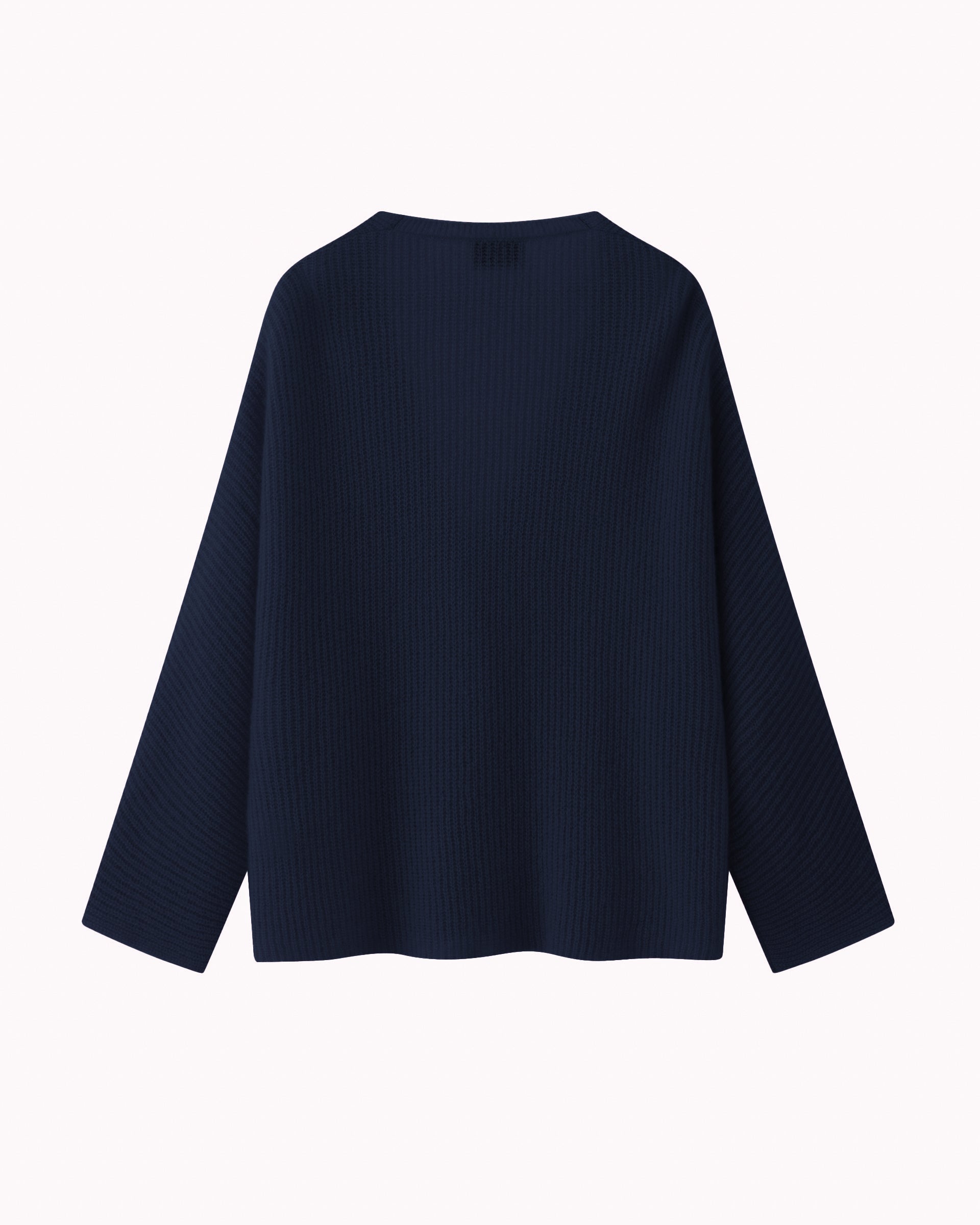 Damen Cardigan aus 75 % Kaschmir und 25 % Seide in french navy (dunkelblau) – mittelschwerer Cardigan im Halbpatent-Strick mit oversized Passform, Kunststoff-Knopfleiste sowie langen, weiten Ärmeln