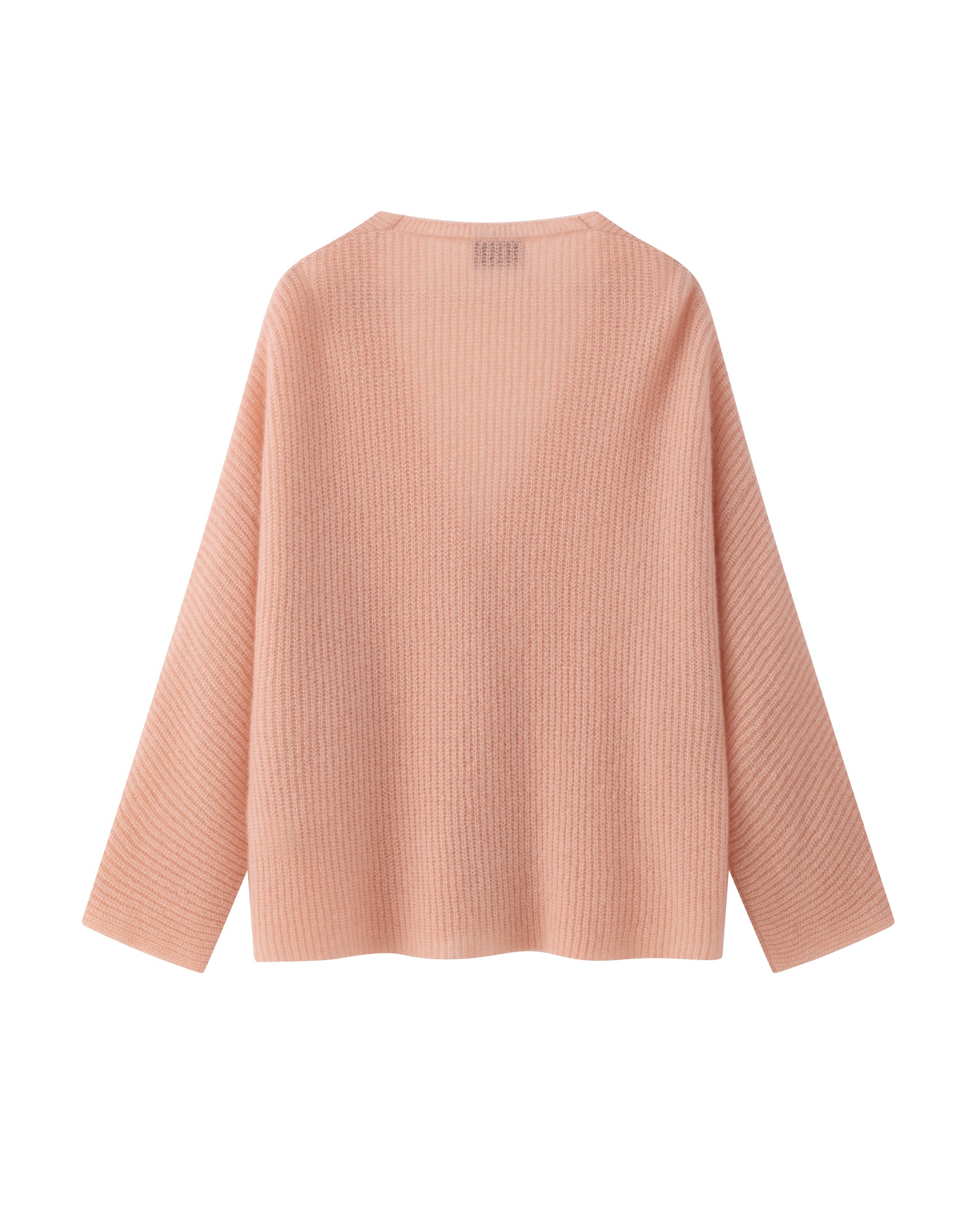Damen Cardigan aus 75 % Kaschmir und 25 % Seide in orange blush (pfirsich) – mittelschwerer Cardigan im Halbpatent-Strick mit oversized Passform, Kunststoff-Knopfleiste sowie langen, weiten Ärmeln