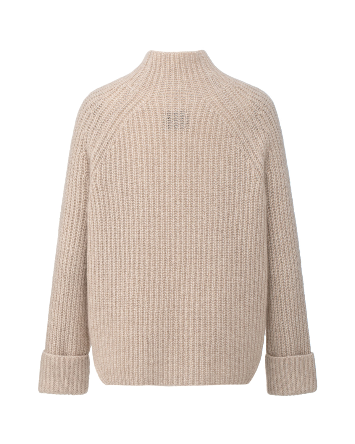 Damen Pullover aus 75 % Kaschmir und 25 % Seide in Wheat – Pullover in grober Halbpatent-Strickstruktur mit locker fallender Passform. Der Stehkragen, Raglanärmel sowie die langen, schmalen Ärmel mit umgeschlagenen Bündchen verleihen dem Modell eine moderne Silhouette. Seitliche Schlitze sorgen für zusätzlichen Tragekomfort und runden das zeitlose Design ab.