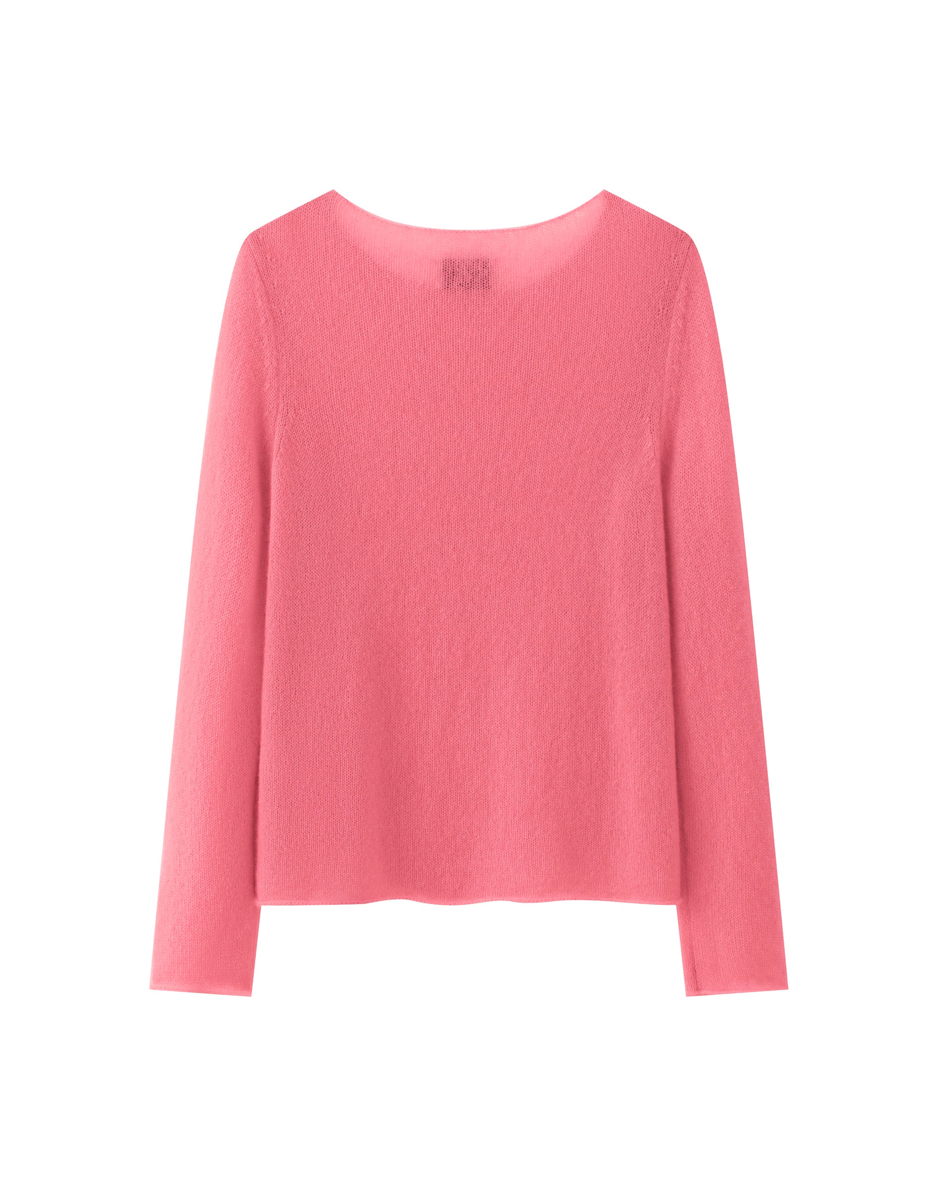 Damen Pullover in cerise (pink) aus Kaschmir-Seide – glatt und luftig gestrickt, mit großem Rundhalsausschnitt, langen schmalen Ärmeln und relaxter Passform