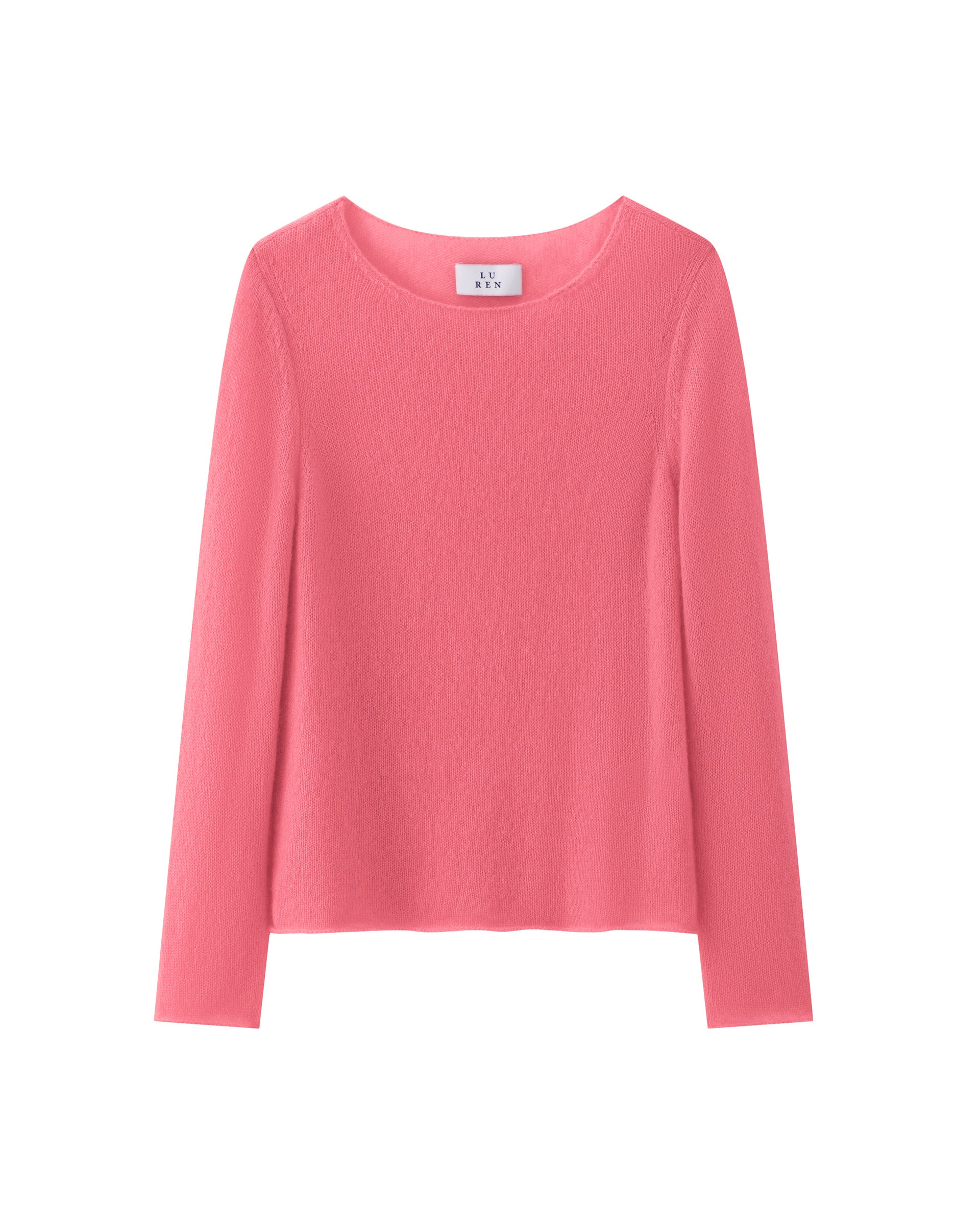 Damen Pullover in cerise (pink) aus Kaschmir-Seide – glatt und luftig gestrickt, mit großem Rundhalsausschnitt, langen schmalen Ärmeln und relaxter Passform