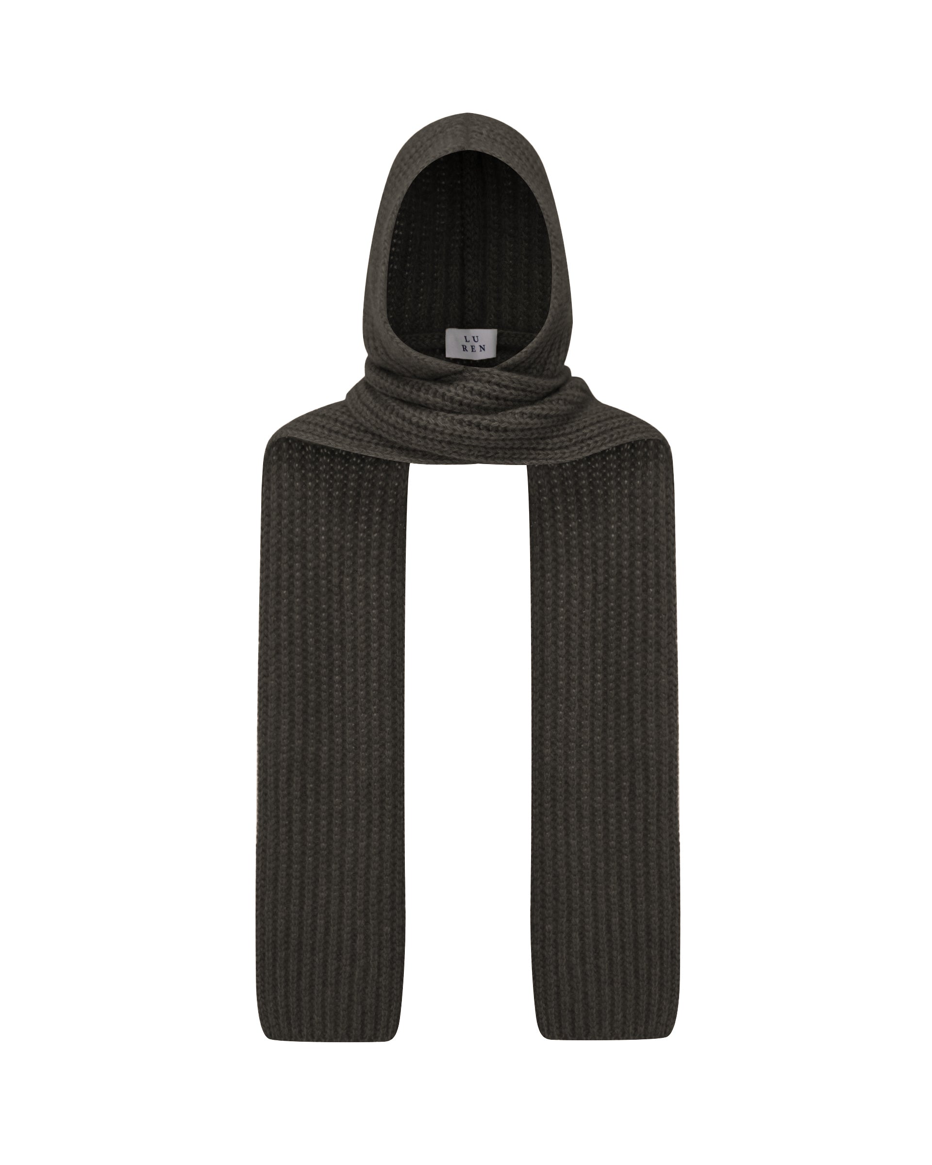  Damen Schal mit integrierter Mütze aus 75 % Kaschmir und 25 % Seide in Black Forest – vielseitiges Accessoire in grober Halbpatent-Strickstruktur. Das Modell vereint Mütze und Schal in einem und bietet durch die weiche Kaschmir-Seiden-Qualität angenehme Wärme sowie einen modernen, funktionalen Look.
