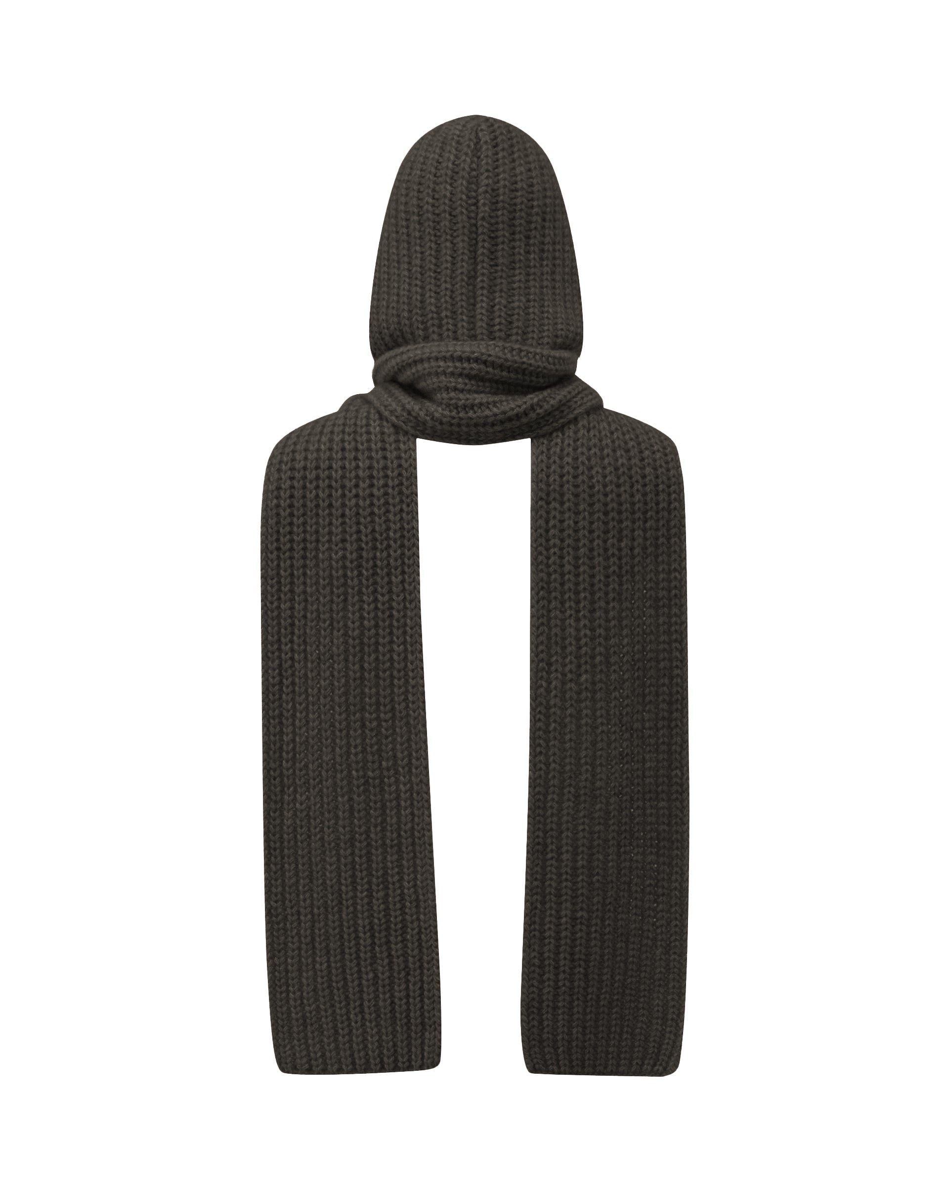  Damen Schal mit integrierter Mütze aus 75 % Kaschmir und 25 % Seide in Black Forest – vielseitiges Accessoire in grober Halbpatent-Strickstruktur. Das Modell vereint Mütze und Schal in einem und bietet durch die weiche Kaschmir-Seiden-Qualität angenehme Wärme sowie einen modernen, funktionalen Look.
