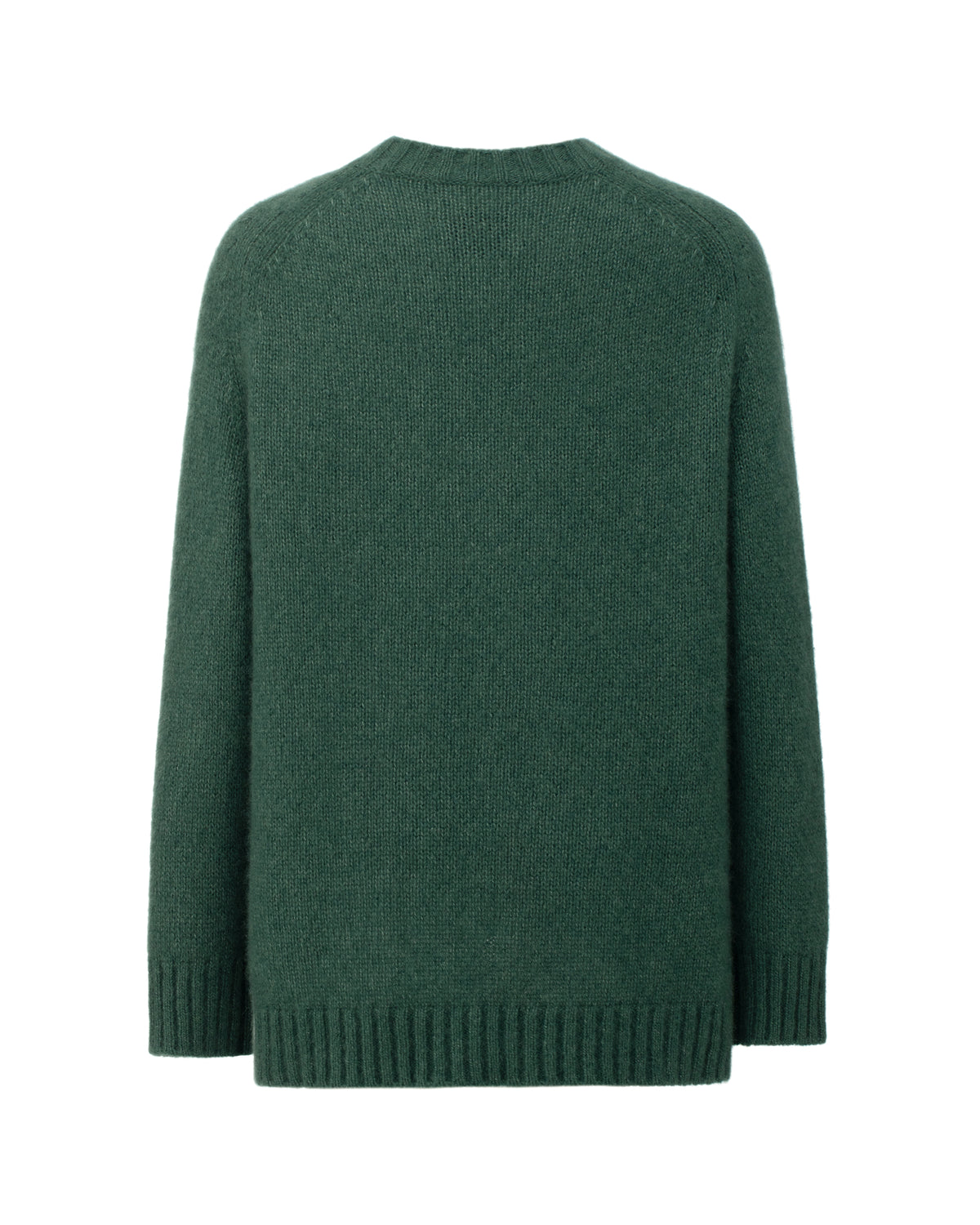 Damen Pullover aus 75 % Kaschmir und 25 % Seide in Emerald – glatt gestrickter Pullover in mittelschwerer Qualität mit lockerer Passform, Rundhalsausschnitt mit Kragen in Rippstruktur, Sattelschulter sowie langen Ärmeln. Ärmelbündchen, Saum und Seiten sind in Rippstruktur gearbeitet. Das verlängerte Rückenteil und die Schlitze an den Seitennähten verleihen dem Modell eine moderne, lässige Silhouette.