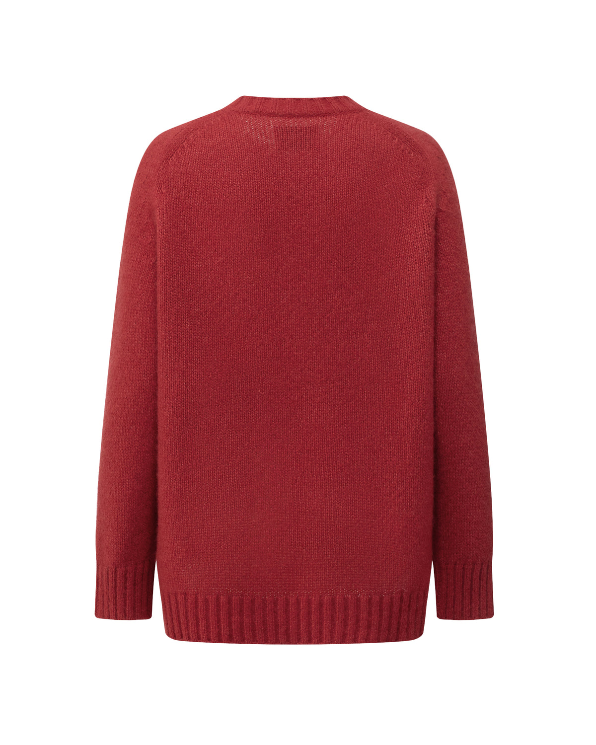 Damen Pullover aus 75 % Kaschmir und 25 % Seide in Royal Garnet – glatt gestrickter Pullover in mittelschwerer Qualität mit lockerer Passform, Rundhalsausschnitt mit Kragen in Rippstruktur, Sattelschulter sowie langen Ärmeln. Ärmelbündchen, Saum und Seiten sind in Rippstruktur gearbeitet. Das verlängerte Rückenteil und die Schlitze an den Seitennähten verleihen dem Modell eine moderne, lässige Silhouette.