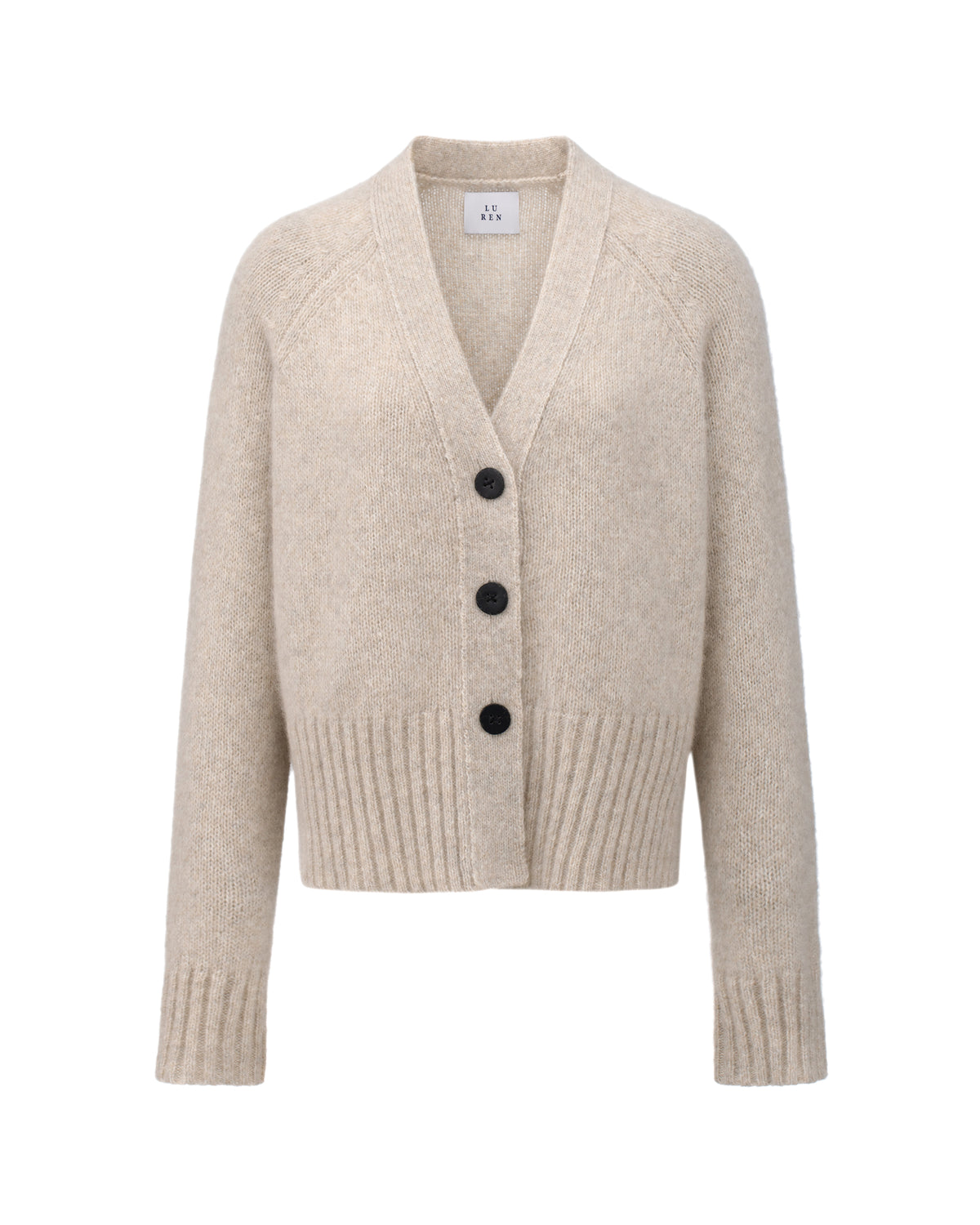 Damen Cardigan aus 75 % Kaschmir und 25 % Seide in Arctic – glatt gestrickter Cardigan in mittelschwerer Qualität mit oversized Form in breiter, kurzer Silhouette. Das Modell verfügt über Raglanärmel, lange, relaxte Ärmel sowie Knöpfe aus waschbarem Leder. Saum und Ärmelbündchen sind in Rippstruktur gearbeitet und verleihen dem Cardigan einen modernen, lässigen Look.