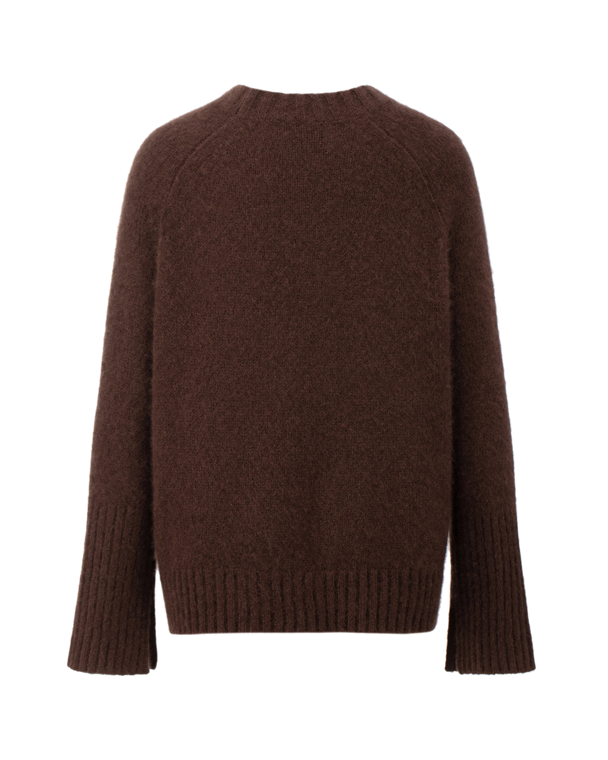 Damen Pullover aus 75 % Kaschmir und 25 % Seide in Espresso – glatt gestrickter Pullover in mittelschwerer Qualität mit kastiger, lockerer Passform, Rundhalsausschnitt mit Kragen in Rippstruktur, Raglanärmeln sowie langen, geraden Ärmeln mit Schlitz am Bündchen. Ärmelbündchen und Saum sind in Rippstruktur gearbeitet und verleihen dem Modell einen modernen, entspannten Look.