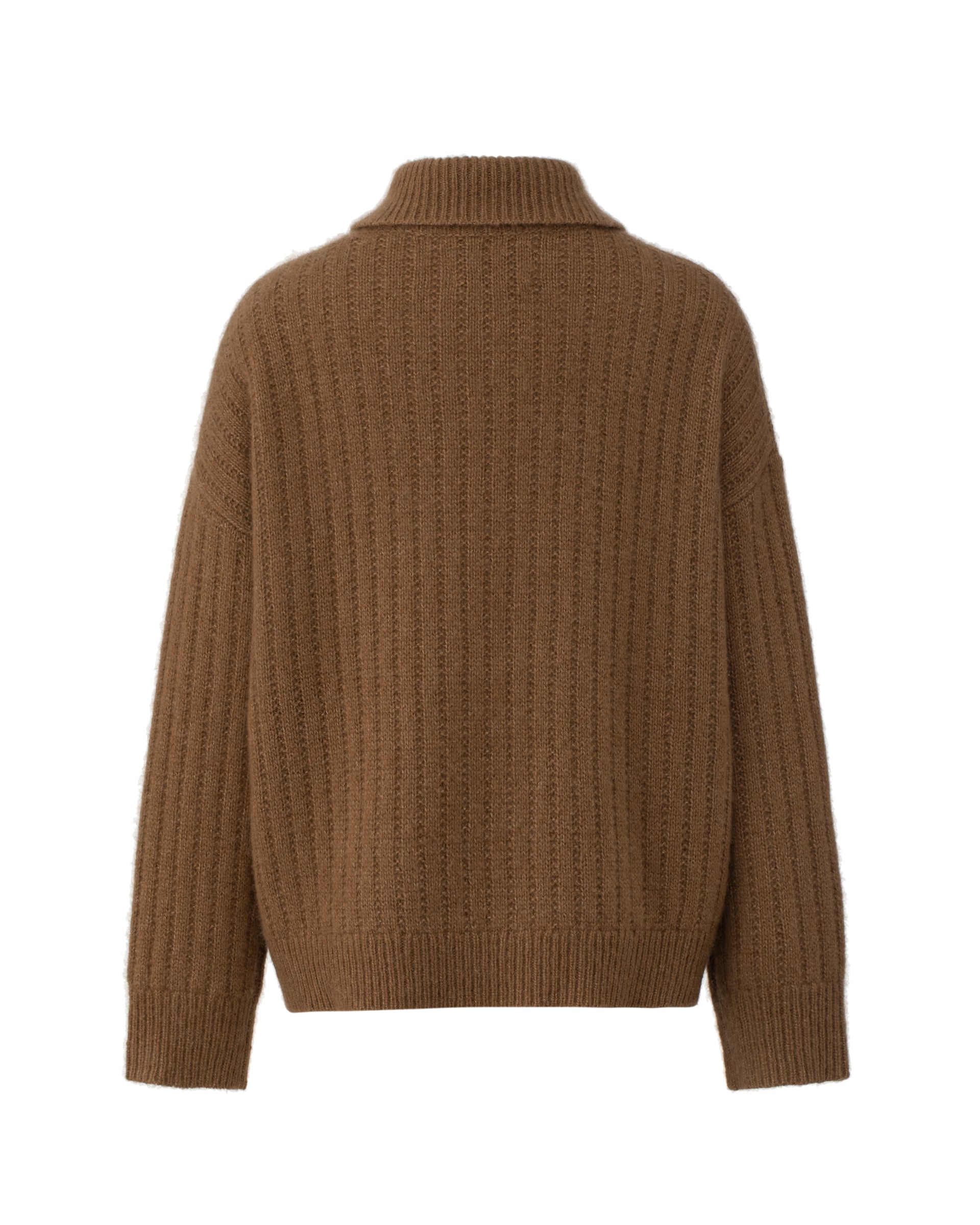 Damen Pullover aus 75 % Kaschmir und 25 % Seide in Vintage Cocoa  – Pullover mit länglichem Streifenstrickmuster in mittelschwerer Qualität und relaxter Passform. Der Rundhalsausschnitt mit asymmetrisch überlappendem Kragen in Rippstruktur verleiht dem Modell eine moderne Note, während überschnittene Schultern, lange Ärmel sowie Bündchen und Saum in Rippstruktur den entspannten Look abrunden.
