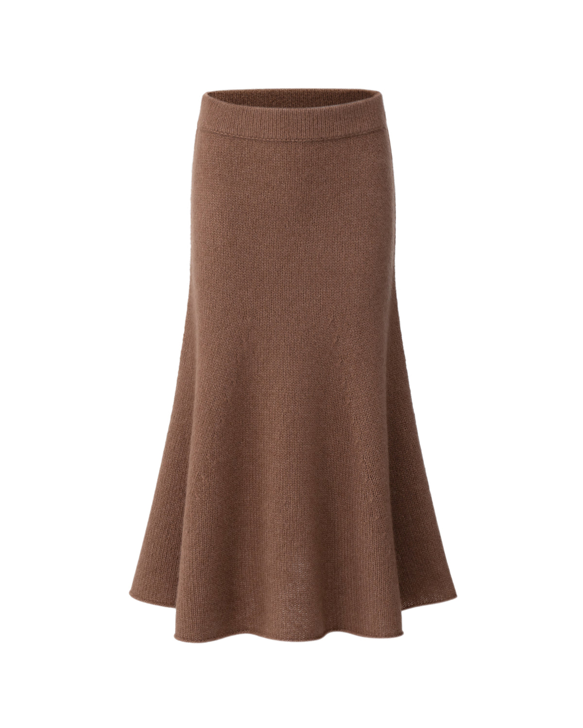 Damen Strickrock aus 75 % Kaschmir und 25 % Seide in Maple – glatt gestrickter Rock in grober Strickqualität mit figurbetonter A-Linie und Midi-Länge. Das Modell verfügt über einen Taillenbund mit Gummizug und verbindet eine feminine Silhouette mit hohem Tragekomfort.