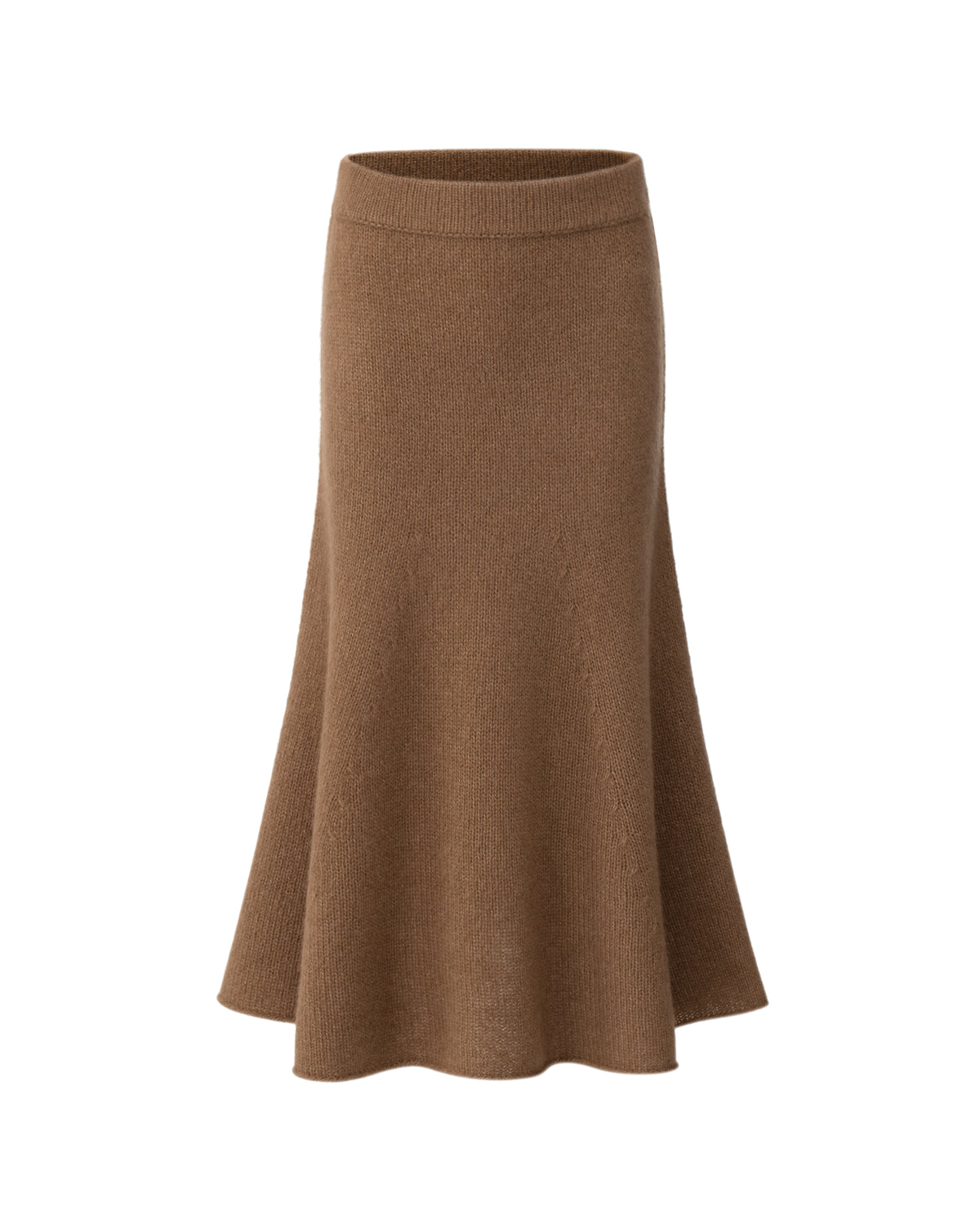 Damen Strickrock aus 75 % Kaschmir und 25 % Seide in Vintage Cocoa – glatt gestrickter Rock in grober Strickqualität mit figurbetonter A-Linie und Midi-Länge. Das Modell verfügt über einen Taillenbund mit Gummizug und verbindet eine feminine Silhouette mit hohem Tragekomfort.