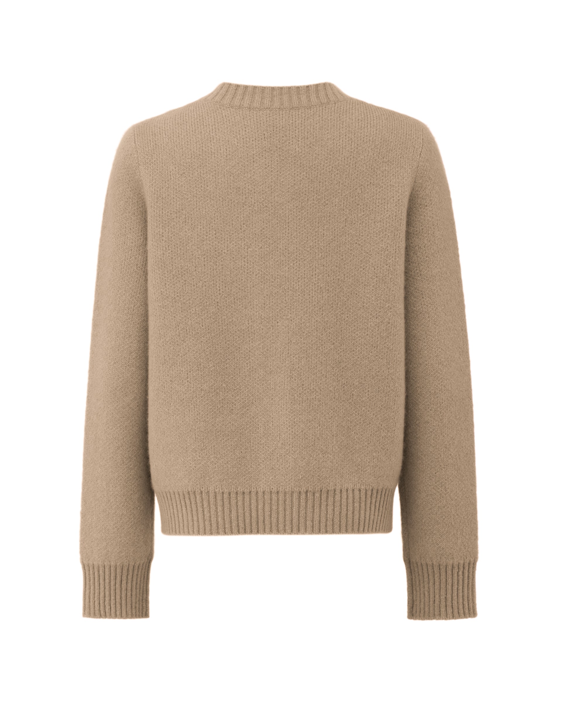 Damen Cardigan aus 75 % Kaschmir und 25 % Seide in Warm Sand – glatt gestrickter Cardigan in mittelschwerer Qualität mit körperbetonter Passform, Rundhalsausschnitt mit Kragen in Rippstruktur sowie klassischer Schulterform und langen, schmalen Ärmeln. Ärmelbündchen und Saum sind in Rippstruktur gearbeitet. Knöpfe aus waschbarem Leder und eine kleine aufgesetzte Tasche unterhalb der rechten Brust verleihen dem Modell stilvolle Designakzente.
