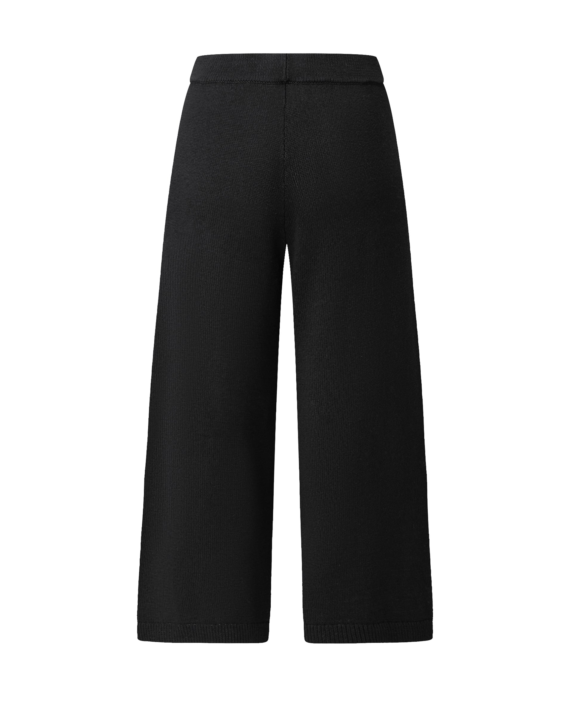 Damen Hose in schwarz (black) aus 100 % Seide – mittelschwerer, glatt und kompakt gestrickter Stoff, gerades verkürztes Bein und Taillenbund mit Gummizug