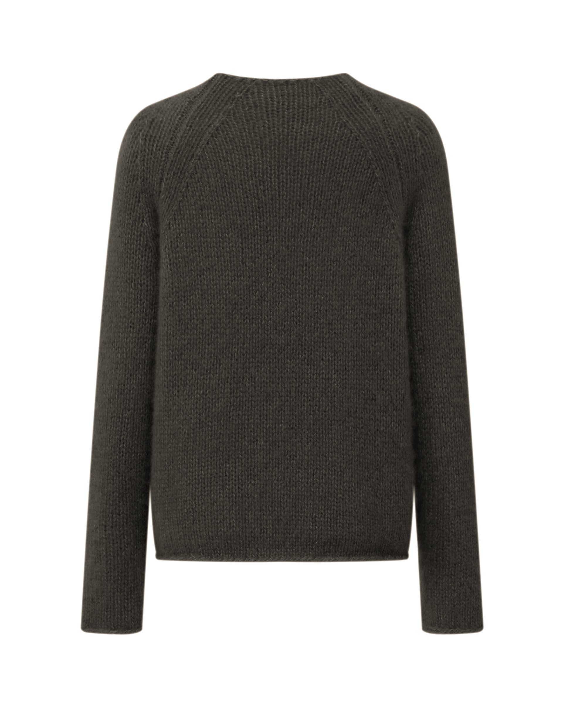Damen Pullover aus 75 % Kaschmir und 25 % Seide in Black Forest – glatt gestrickter Pullover in grober Strickqualität mit lockerer Passform und geradem Schnitt, Rundhalsausschnitt, Raglanärmeln sowie langen, relaxten Ärmeln. Das zeitlose Design überzeugt durch seine klare Silhouette und den angenehm weichen Griff.
