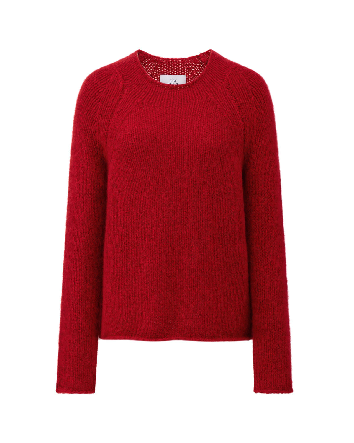 Damen Pullover aus 75 % Kaschmir und 25 % Seide in Cardinal – glatt gestrickter Pullover in grober Strickqualität mit lockerer Passform und geradem Schnitt, Rundhalsausschnitt, Raglanärmeln sowie langen, relaxten Ärmeln. Das zeitlose Design überzeugt durch seine klare Silhouette und den angenehm weichen Griff.