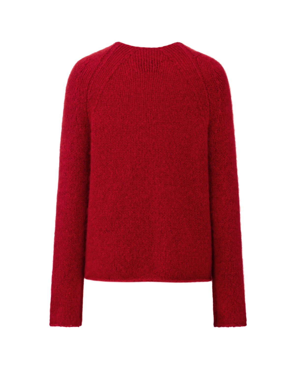 Damen Pullover aus 75 % Kaschmir und 25 % Seide in Cardinal – glatt gestrickter Pullover in grober Strickqualität mit lockerer Passform und geradem Schnitt, Rundhalsausschnitt, Raglanärmeln sowie langen, relaxten Ärmeln. Das zeitlose Design überzeugt durch seine klare Silhouette und den angenehm weichen Griff.