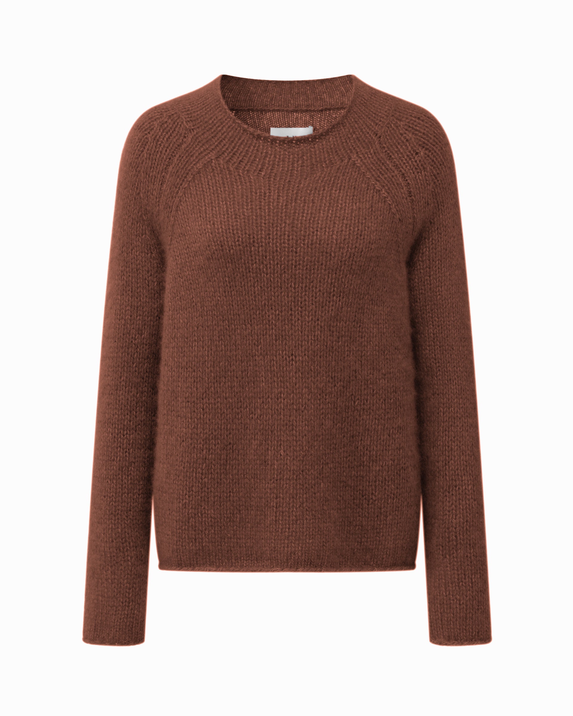 Damen Pullover aus 75 % Kaschmir und 25 % Seide in Maple – glatt gestrickter Pullover in grober Strickqualität mit lockerer Passform und geradem Schnitt, Rundhalsausschnitt, Raglanärmeln sowie langen, relaxten Ärmeln. Das zeitlose Design überzeugt durch seine klare Silhouette und den angenehm weichen Griff.
