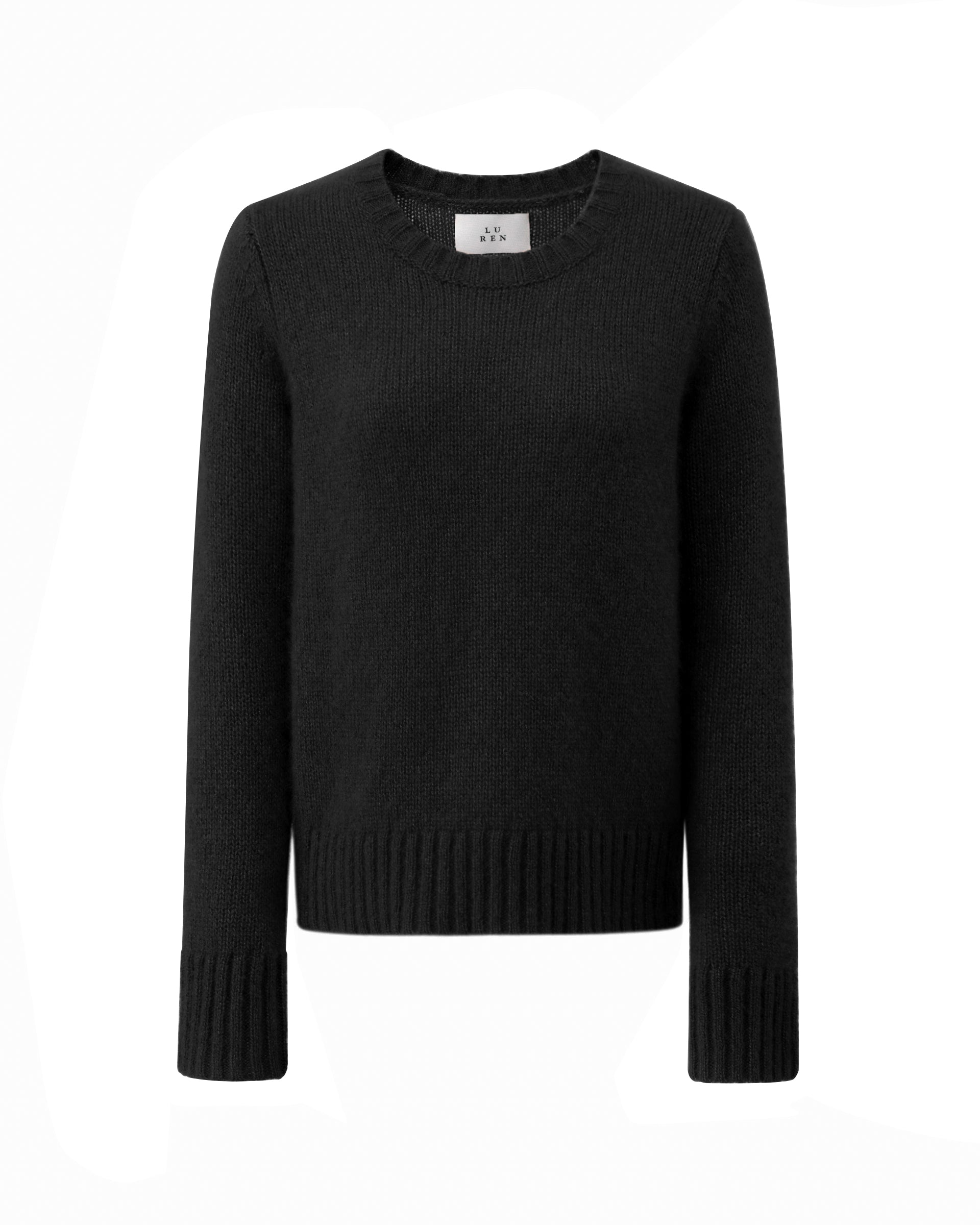 Damen Pullover aus 75 % Kaschmir und 25 % Seide in Black – glatt gestrickter Pullover in mittelschwerer Qualität mit relaxter Passform, Rundhalsausschnitt mit Kragen in Rippstruktur, klassischer Schulterform sowie langen, schmalen Ärmeln. Ärmelbündchen und Saum sind in Rippstruktur gearbeitet und verleihen dem Modell einen zeitlosen Look.
