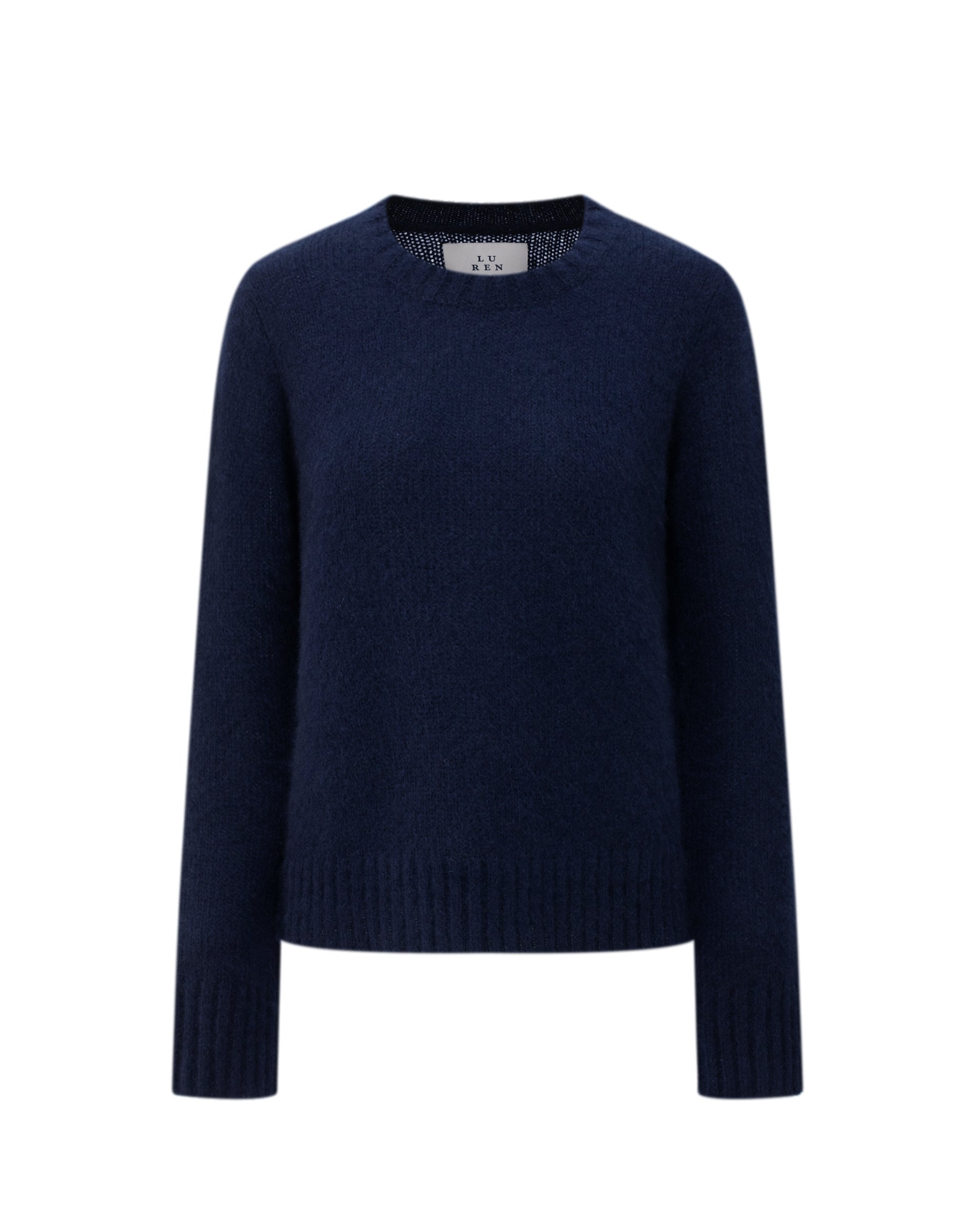 Damen Pullover aus 75 % Kaschmir und 25 % Seide in French Navy – glatt gestrickter Pullover in mittelschwerer Qualität mit relaxter Passform, Rundhalsausschnitt mit Kragen in Rippstruktur, klassischer Schulterform sowie langen, schmalen Ärmeln. Ärmelbündchen und Saum sind in Rippstruktur gearbeitet und verleihen dem Modell einen zeitlosen Look.