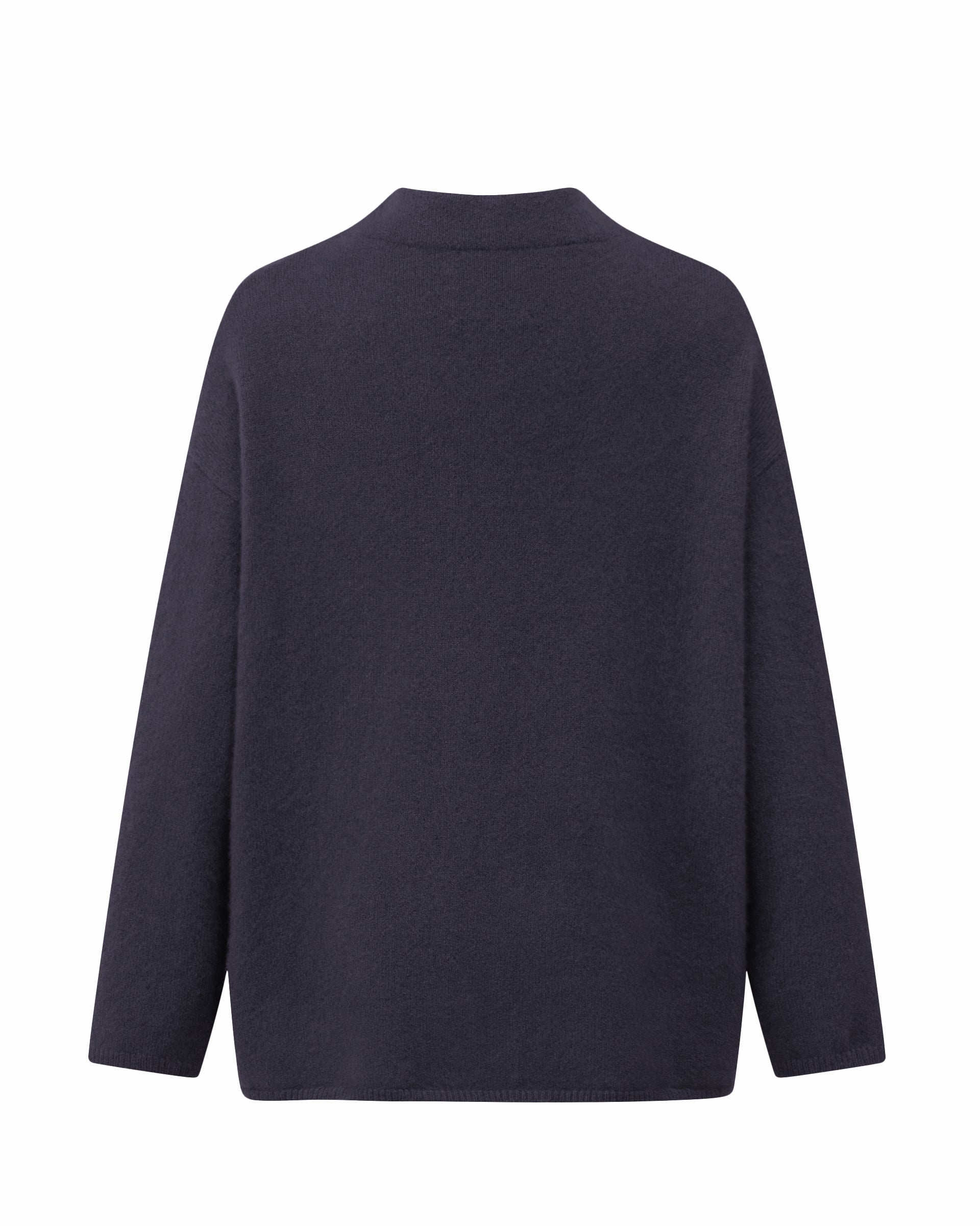 Damen Pullover aus 80 % Kaschmir, 18 % Polyamid und 2 % Elastan in Graphite Grey – glatt gestrickter Pullover in mittelschwerer Qualität mit gefilzter, besonders elastischer Oberfläche und oversized Passform. Das Modell verfügt über einen Stehkragen, eine überschnittene Schulterform sowie lange, relaxte Ärmel und überzeugt durch seine moderne, komfortable Silhouette.