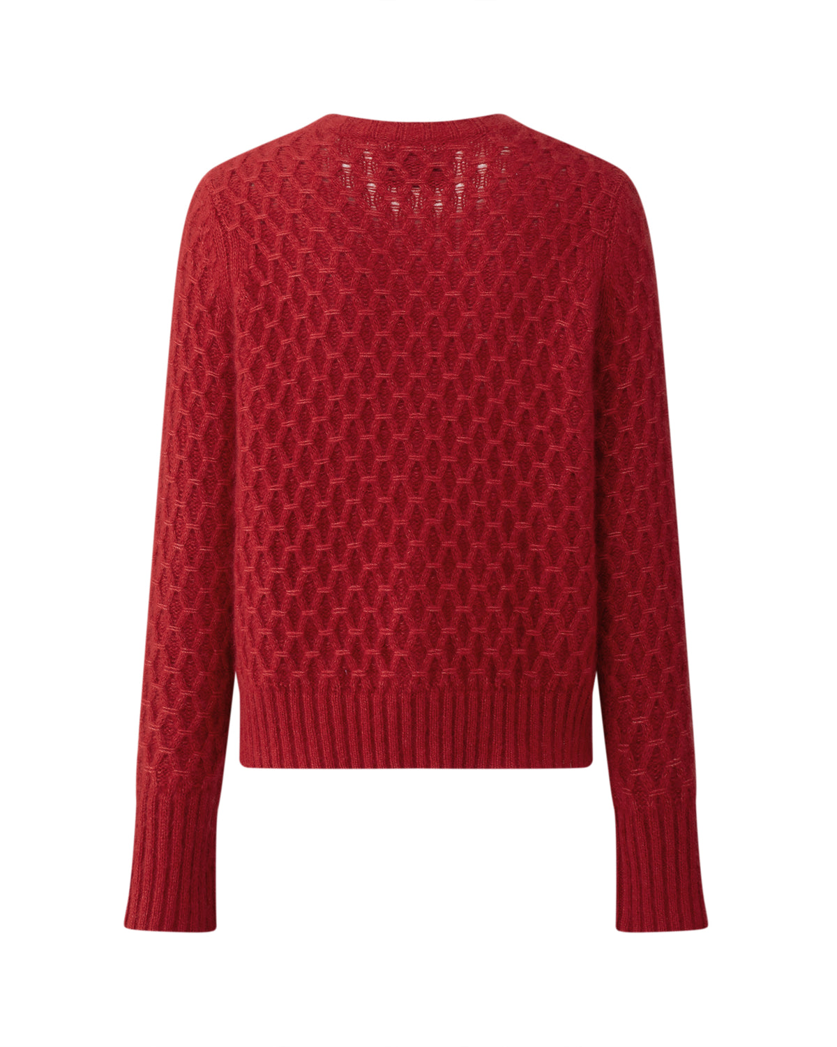 Damen Cardigan aus 75 % Kaschmir und 25 % Seide in Royal Garnet – Cardigan mit grafischem Zopfstrickmuster in mittelschwerer Qualität mit körperbetonter, gerader Passform, Rundhalsausschnitt mit Kragen in Rippstruktur sowie klassischer Schulterform und langen, schmalen Ärmeln. Ärmelbündchen und Saum sind in Rippstruktur gearbeitet. Eine gerippte Knopfleiste mit Knöpfen aus waschbarem Leder rundet das Design stilvoll ab.