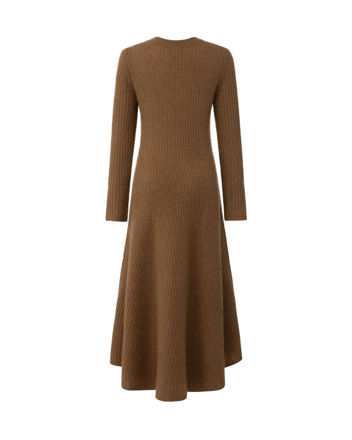 Damen Strickkleid aus 75 % Kaschmir und 25 % Seide in Vintage Cocoa – Strickkleid mit strukturiertem Strickmuster in mittelschwerer Qualität und körperbetonter Passform, die ab der Taille in eine feminine A-Linie übergeht. Das Modell verfügt über einen Rundhalsausschnitt mit Kragen in Rippstruktur sowie klassische, lange, schmale Ärmel und verbindet zeitlose Eleganz mit einer modernen Silhouette.
