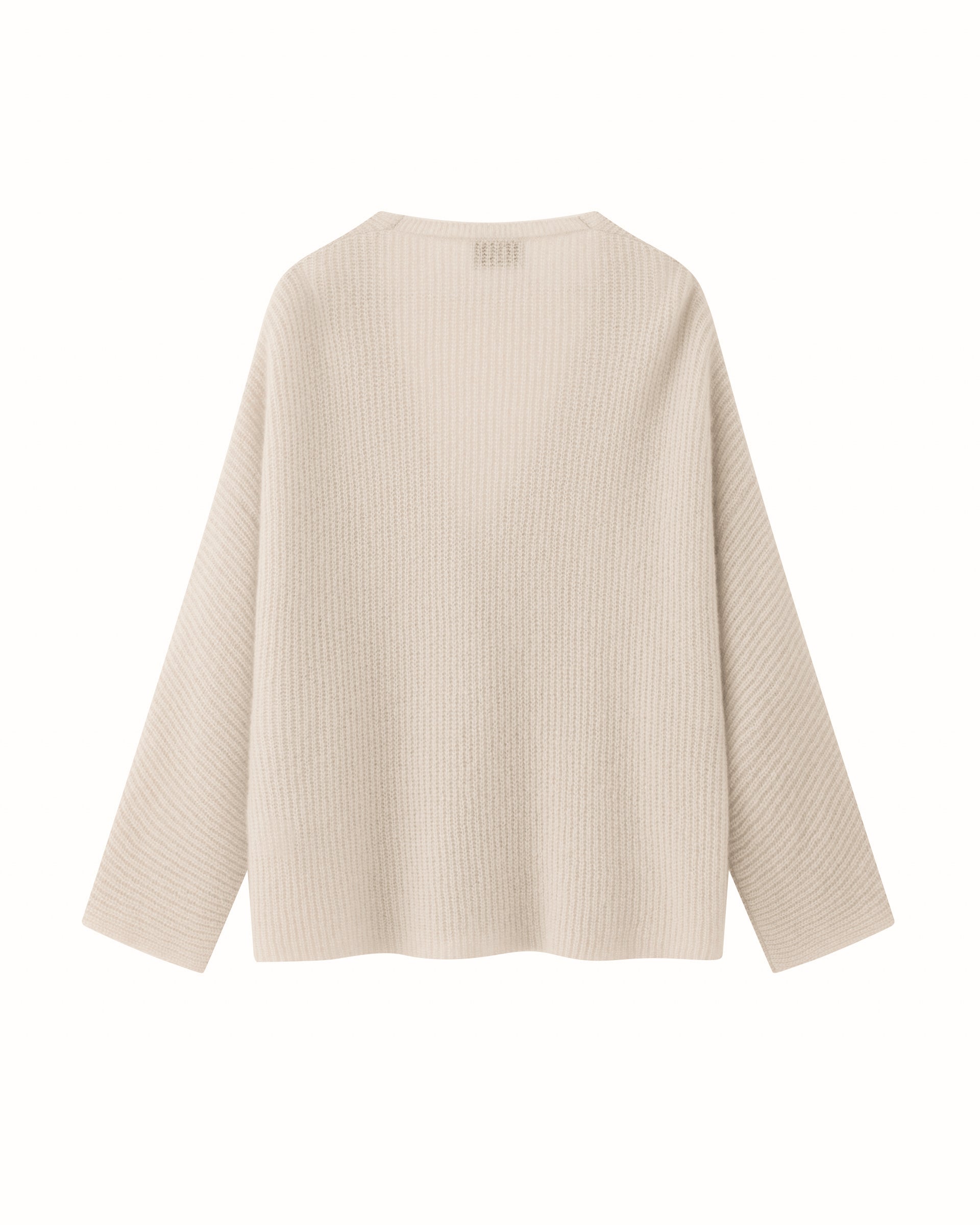 Damen Cardigan aus 75 % Kaschmir und 25 % Seide in lunar (creme) – mittelschwerer Cardigan im Halbpatent-Strick mit oversized Passform, Kunststoff-Knopfleiste sowie langen, weiten Ärmeln