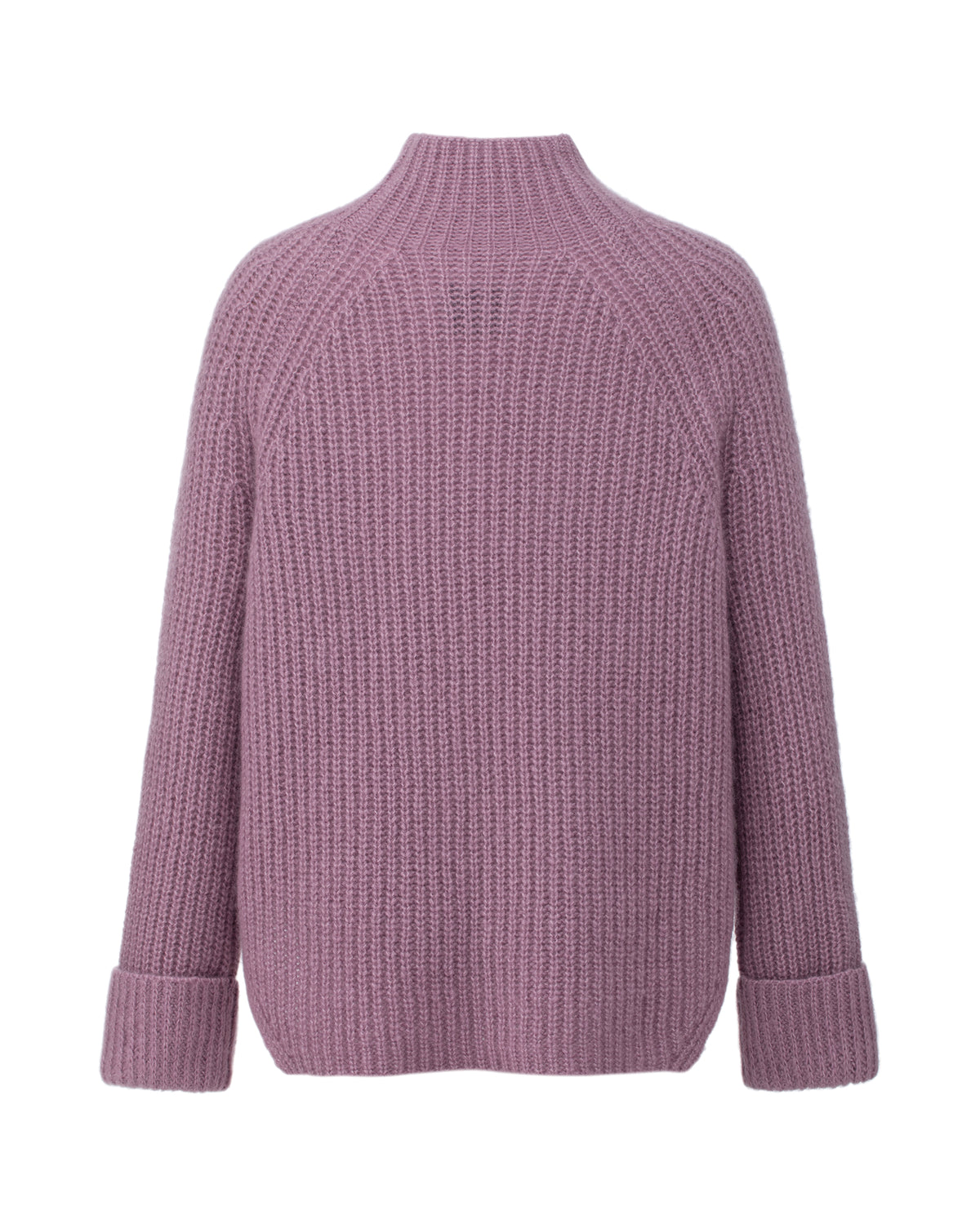 Damen Pullover aus 75 % Kaschmir und 25 % Seide in Lilac Mist – Pullover in grober Halbpatent-Strickstruktur mit locker fallender Passform. Der Stehkragen, Raglanärmel sowie die langen, schmalen Ärmel mit umgeschlagenen Bündchen verleihen dem Modell eine moderne Silhouette. Seitliche Schlitze sorgen für zusätzlichen Tragekomfort und runden das zeitlose Design ab.
