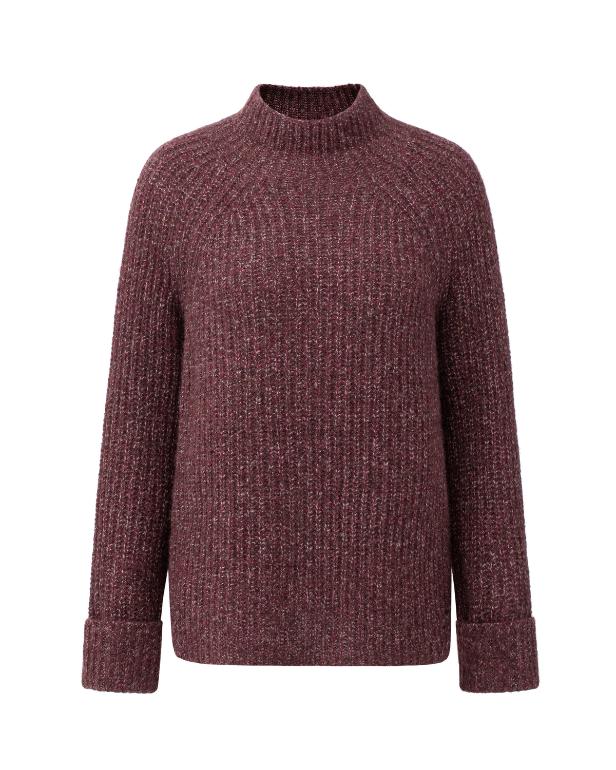 Damen Pullover aus 75 % Kaschmir und 25 % Seide in Vixen – Pullover in grober Halbpatent-Strickstruktur mit locker fallender Passform. Der Stehkragen, Raglanärmel sowie die langen, schmalen Ärmel mit umgeschlagenen Bündchen verleihen dem Modell eine moderne Silhouette. Seitliche Schlitze sorgen für zusätzlichen Tragekomfort und runden das zeitlose Design ab.